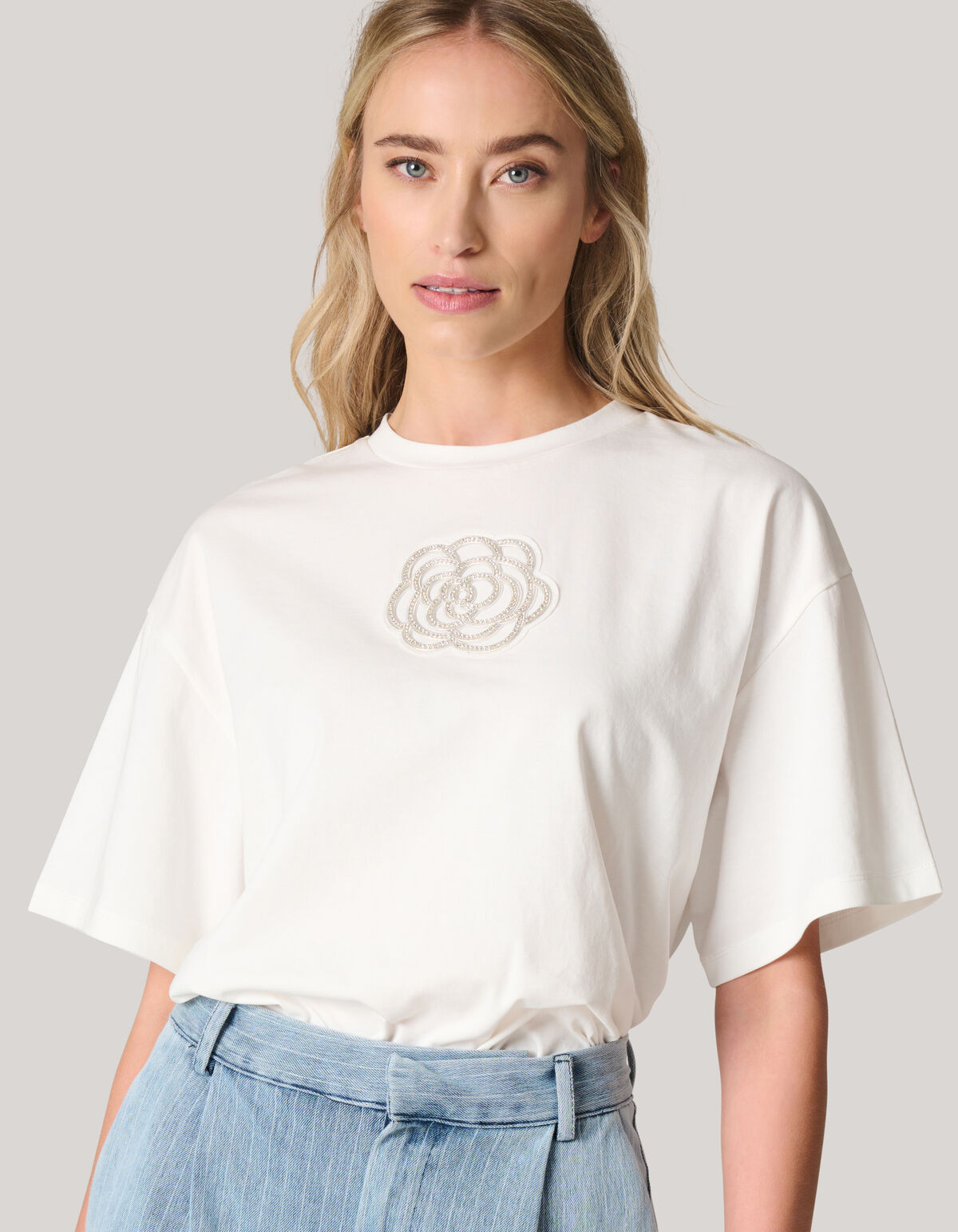 Artwork Strass T-shirt Wit SHOEBY WOMEN