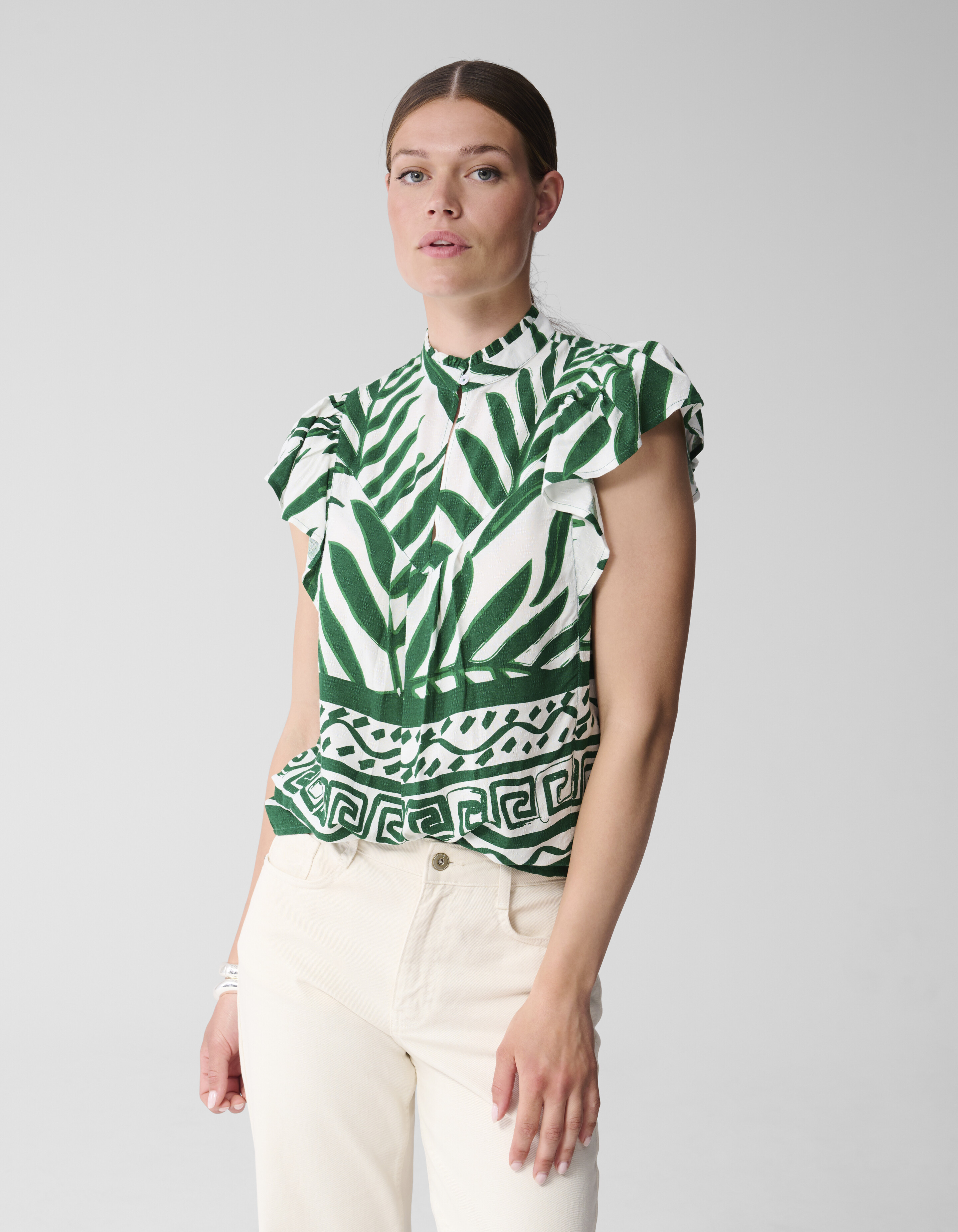 Printed Palm Top Wit SHOEBY WOMEN