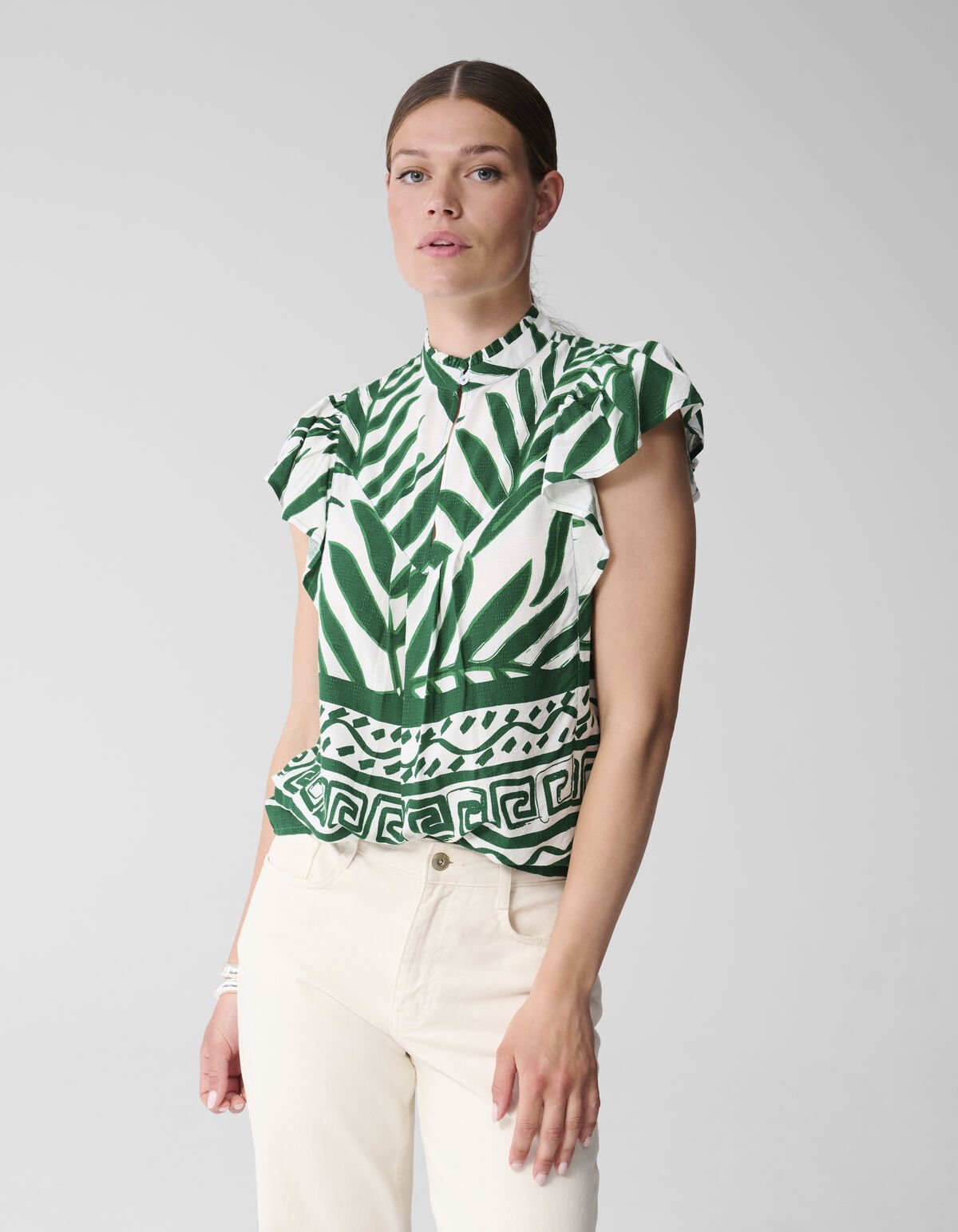 Printed Palm Top Wit SHOEBY WOMEN