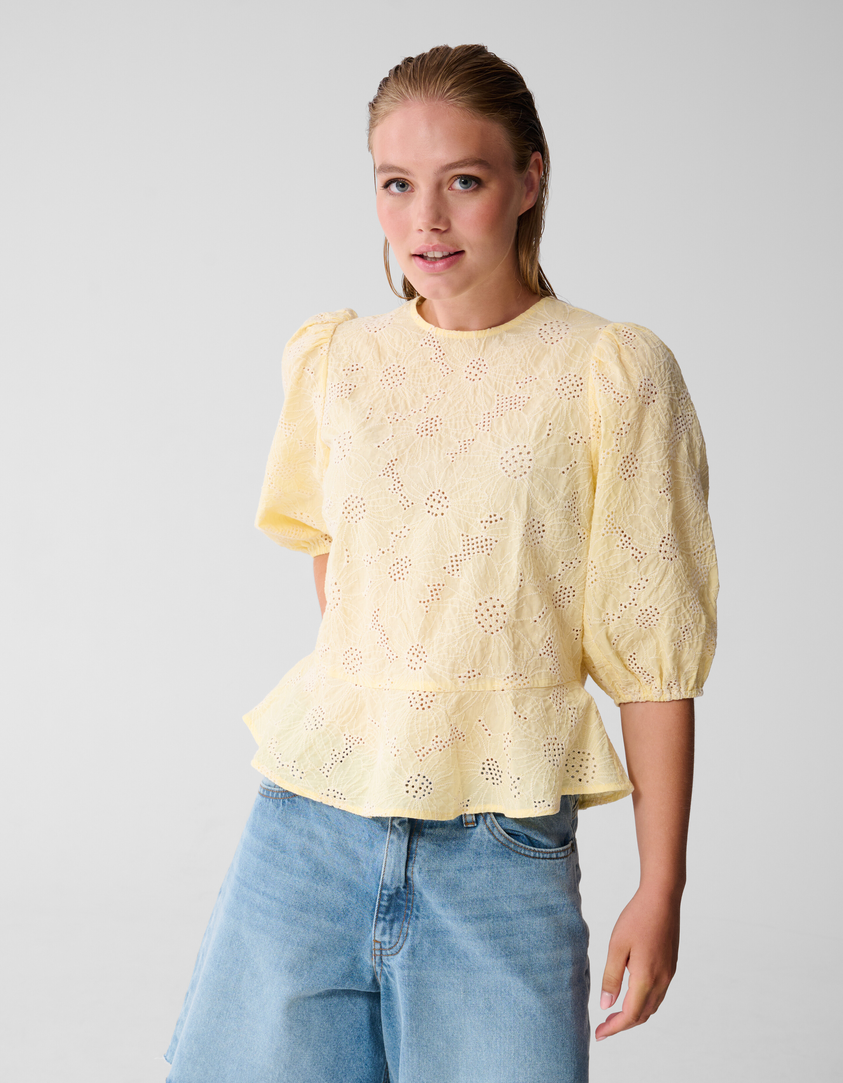 Flower Structuur Top Lichtgeel SHOEBY WOMEN