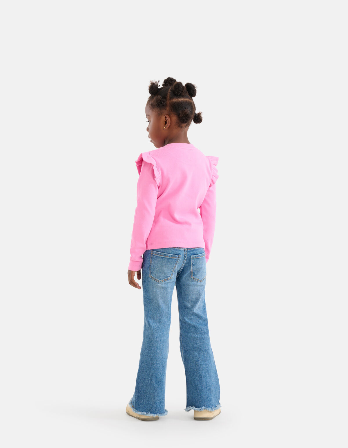 Rib Ruffle Longsleeve Roze SHOEBY GIRLS
