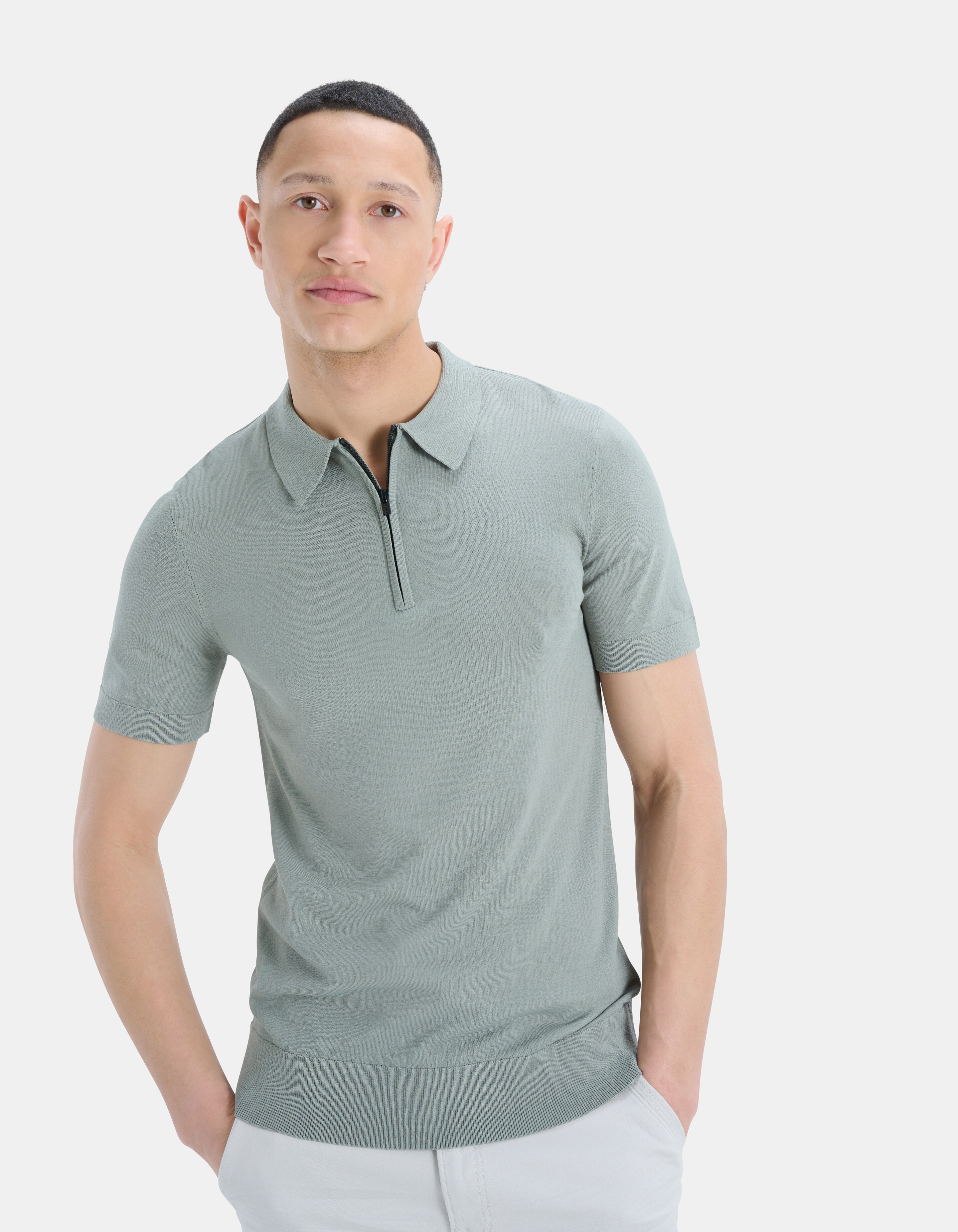 Zipper Knit Polo Shirt REFILL