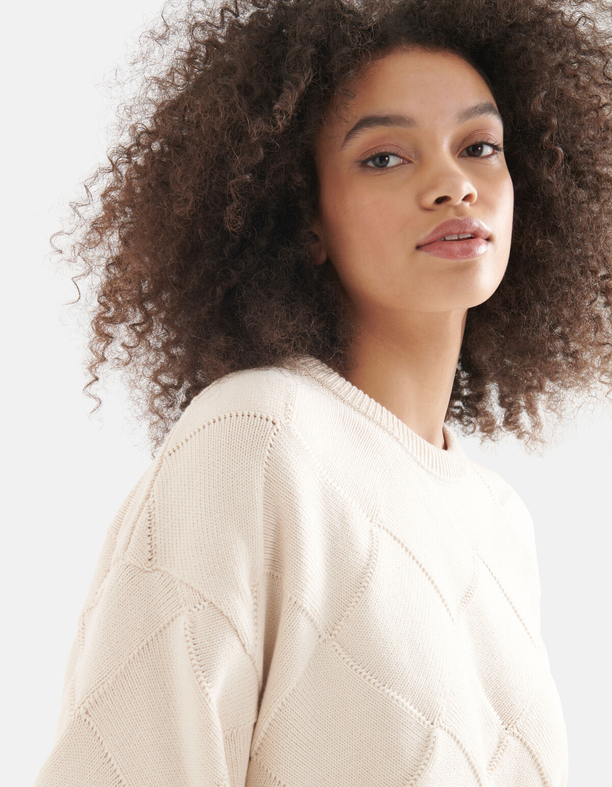 Gebreide Ruiten Trui Gebroken Wit SHOEBY WOMEN