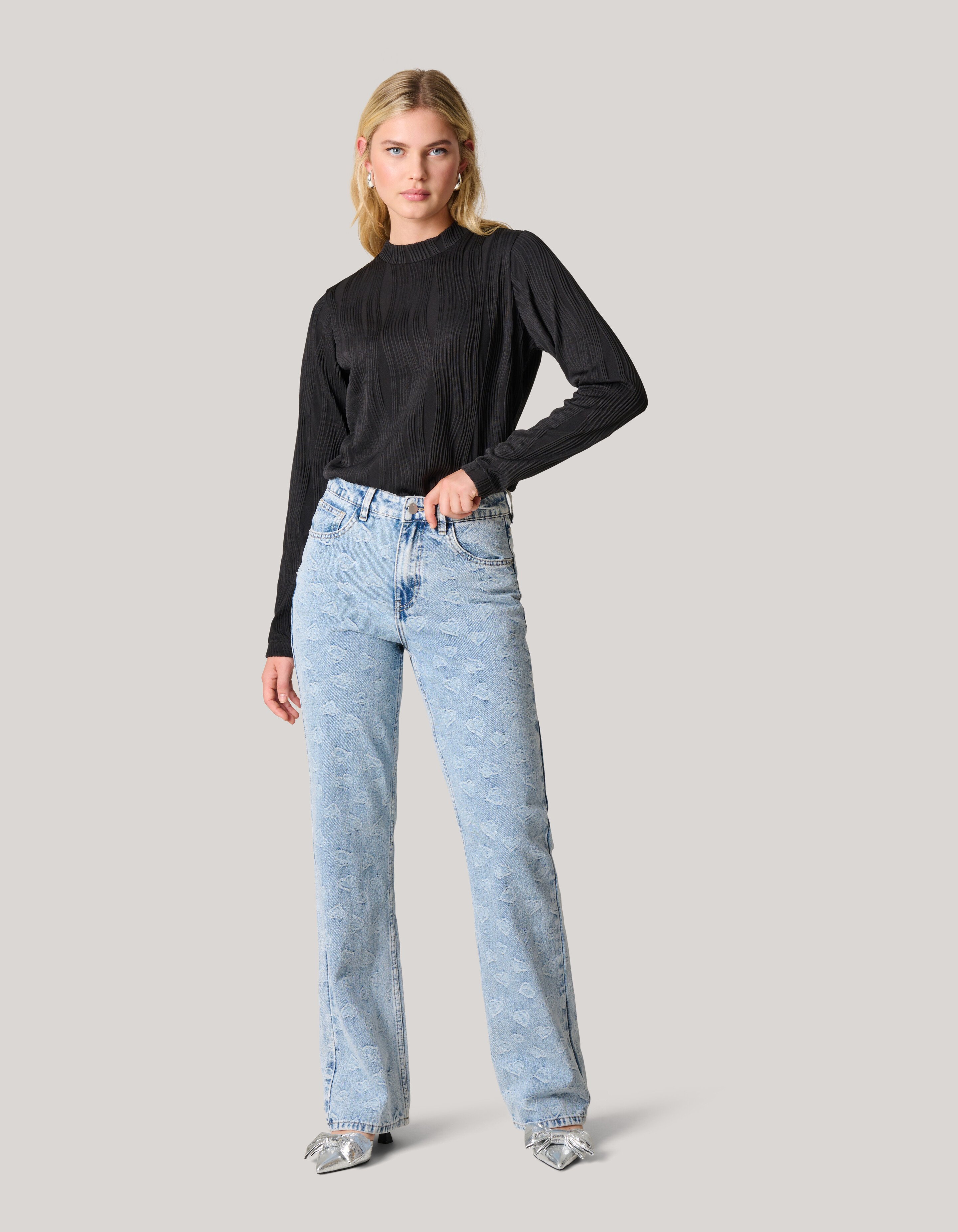 Swirl Crinkle Top Zwart SHOEBY WOMEN