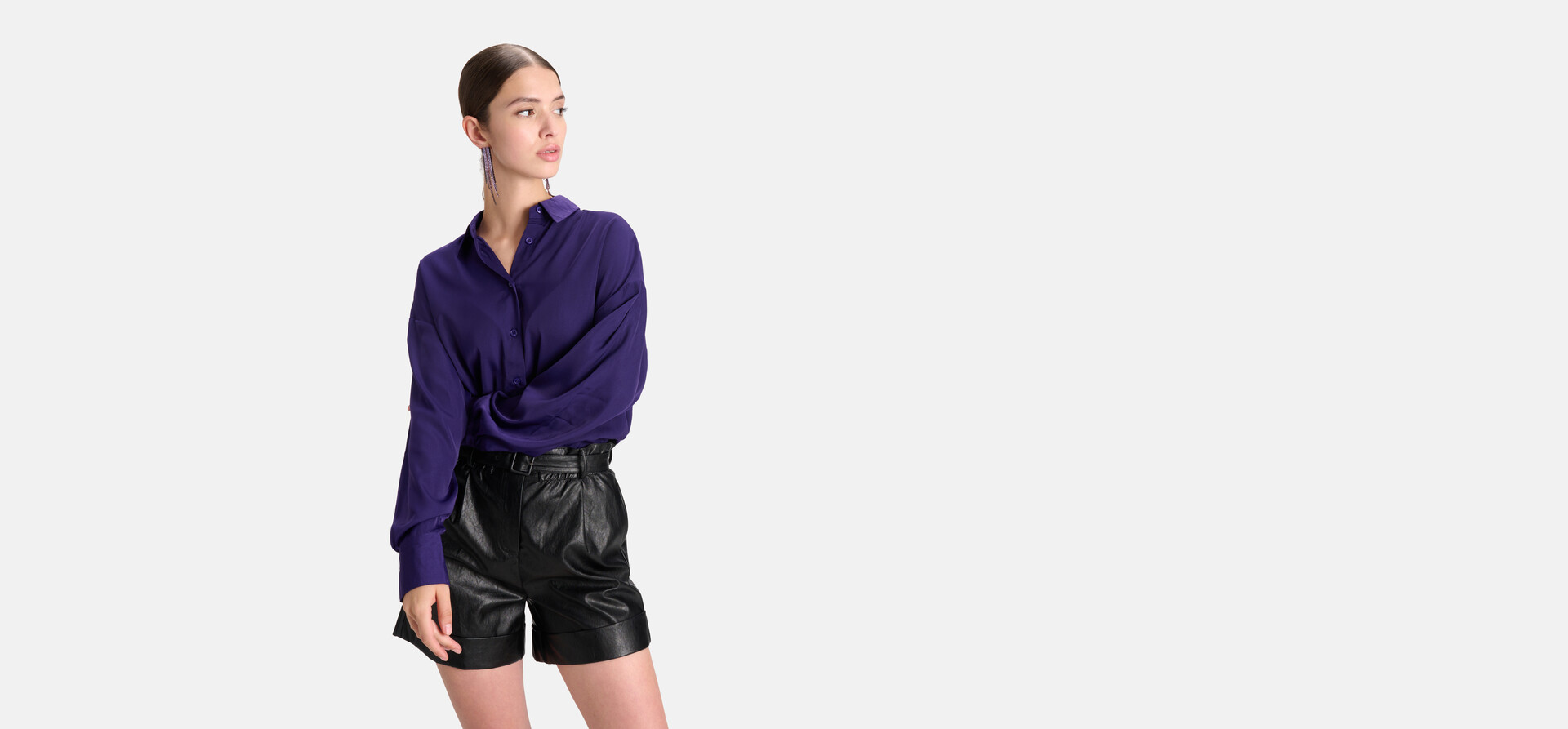 Satijnen Blouse Donkerpaars SHOEBY WOMEN