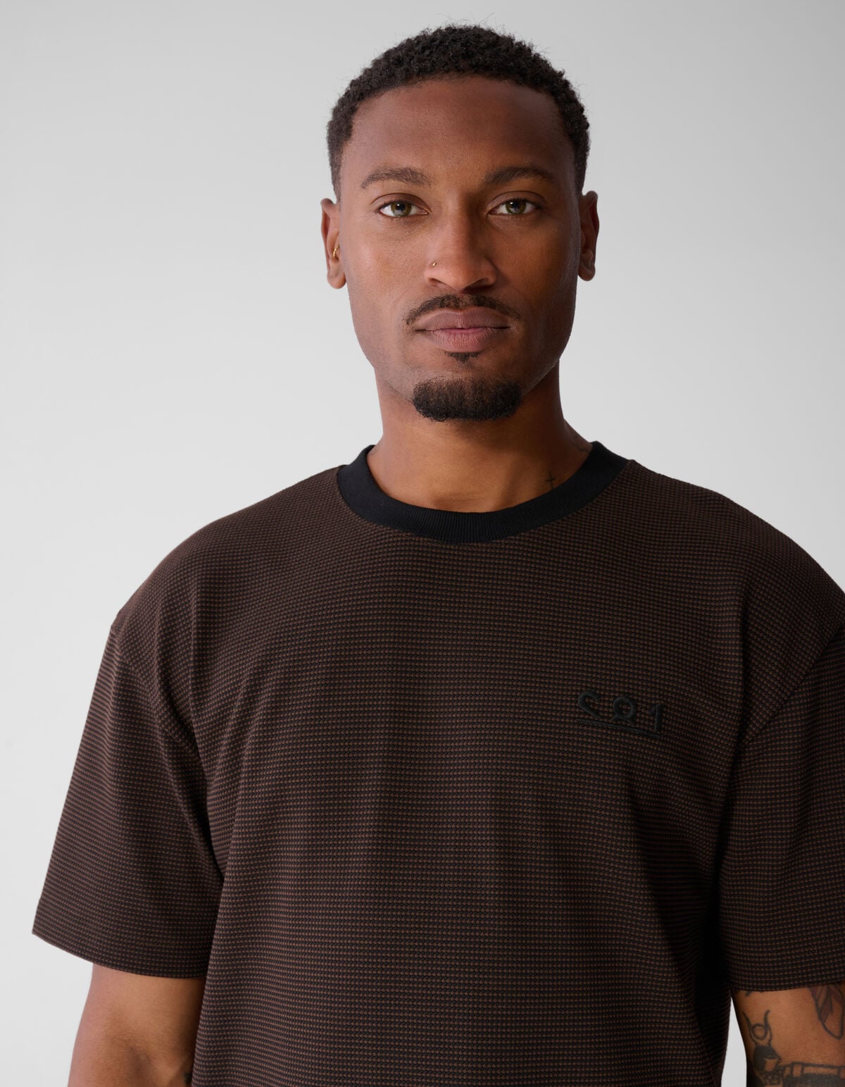 Honeycomb T-shirt Donkerbruin SHOEBY MEN