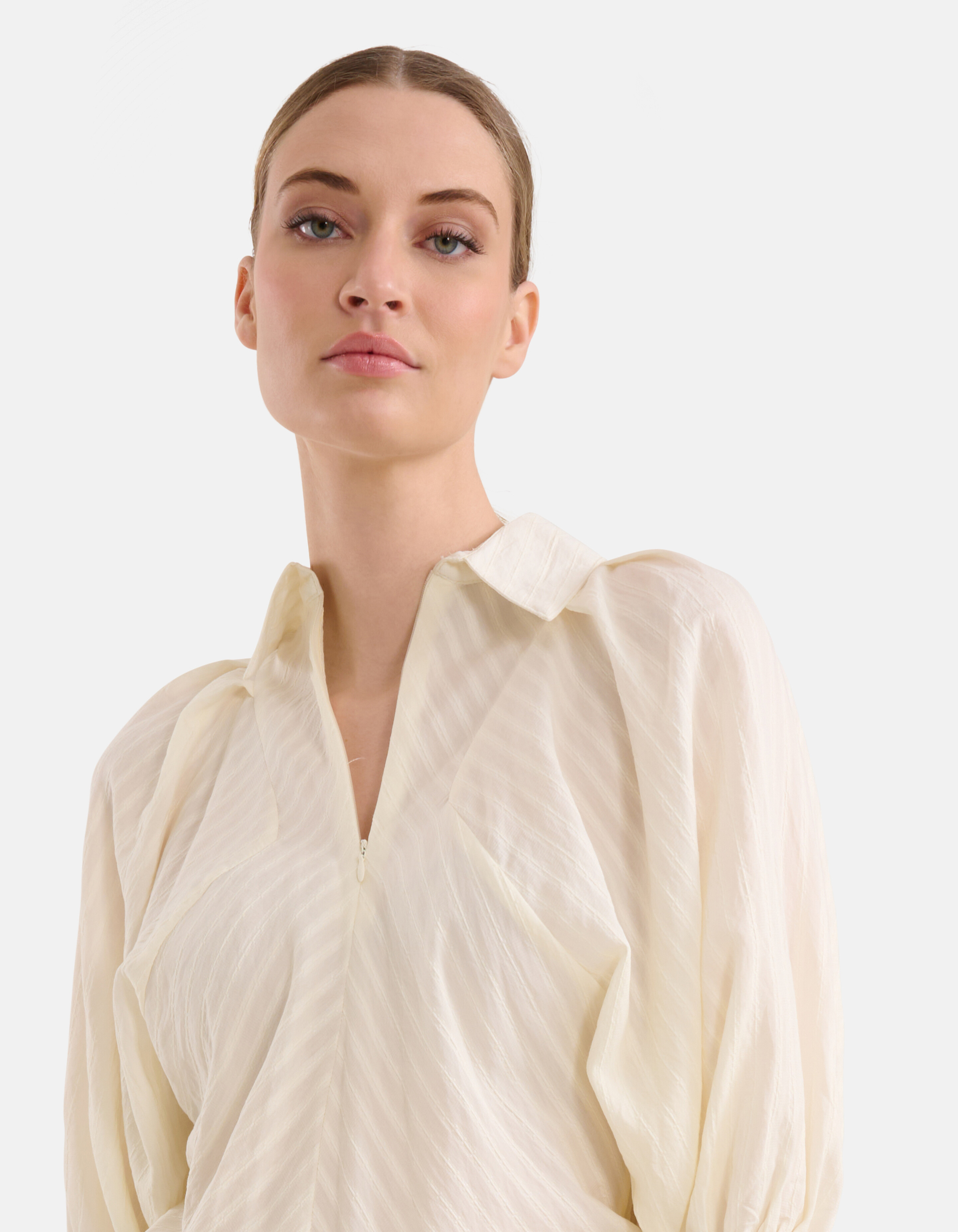 Zipper Stripe Blouse Gebroken Wit SHOEBY WOMEN