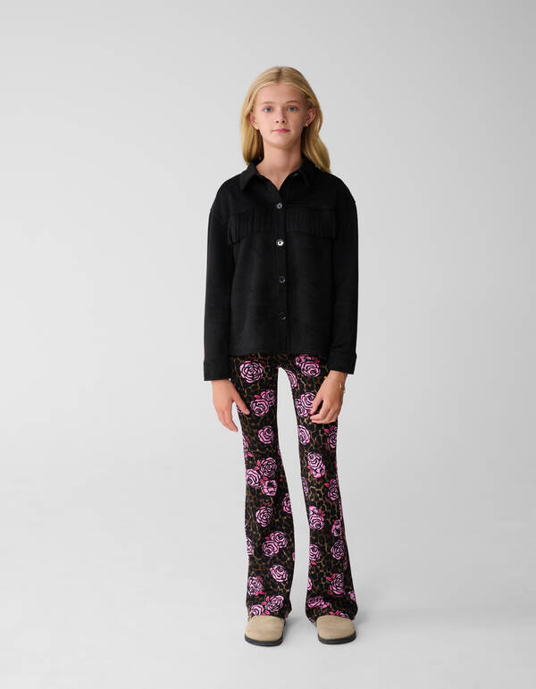 Rose Printed Flared Broek Bruin SHOEBY GIRLS