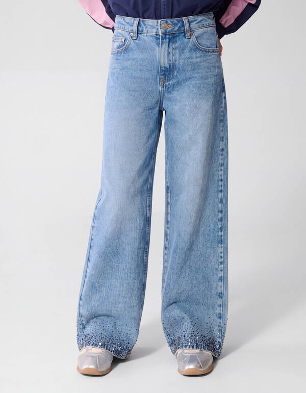 Strass Ultra Wide Leg Fit Jeans Blauw SHOEBY GIRLS