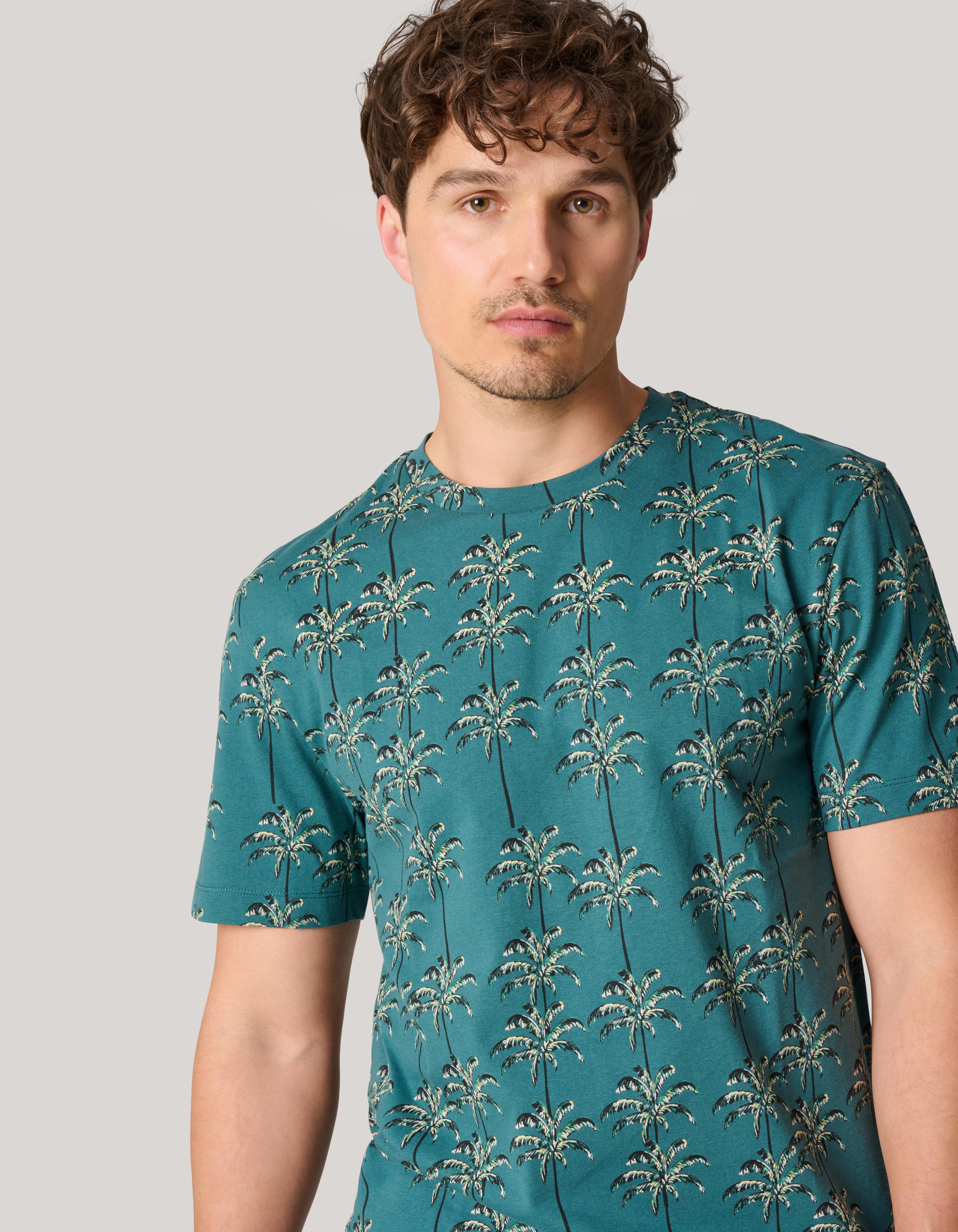 Printed T-shirt Turquoise SHOEBY MEN