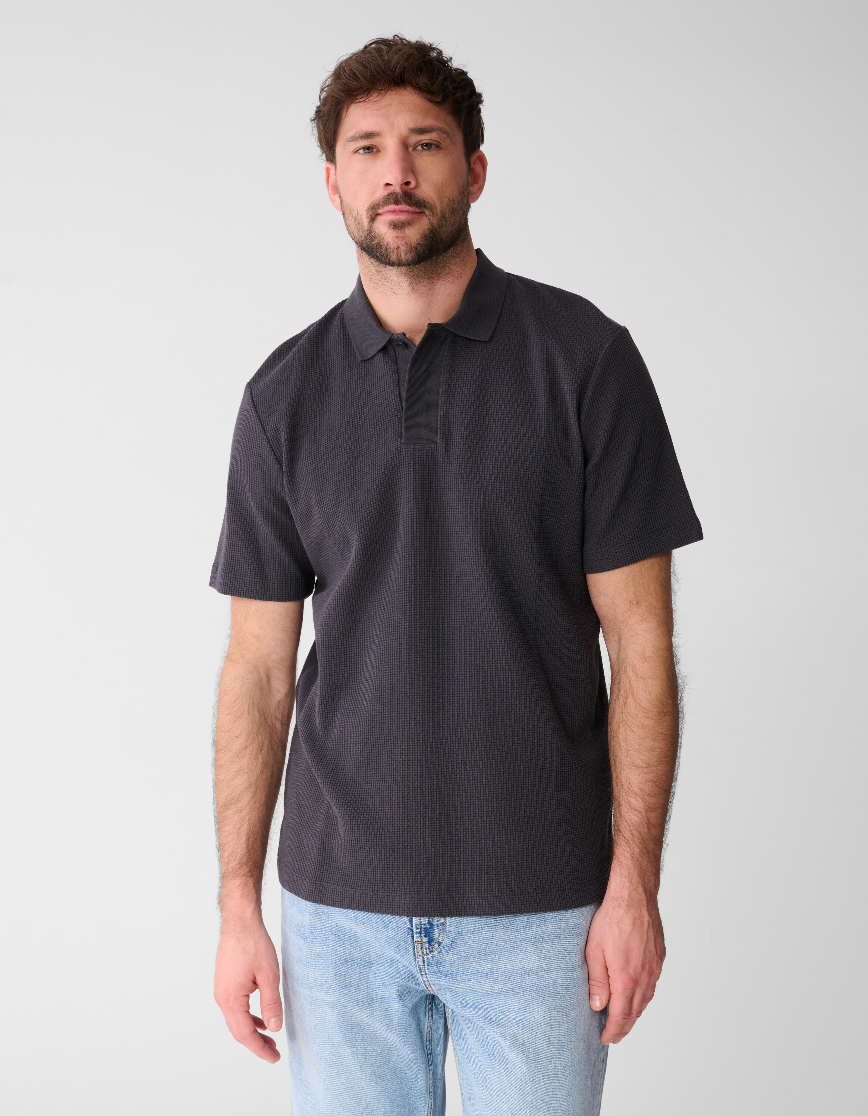 Waffle Polo Donkergrijs SHOEBY MEN