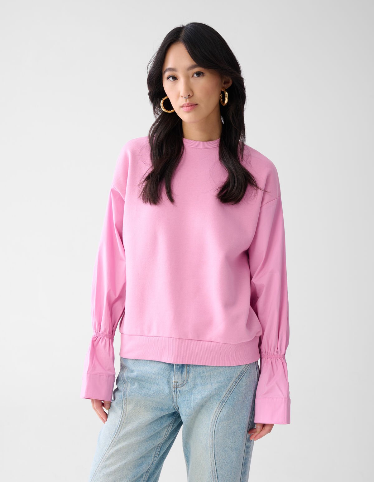 Poplin Sleeve Sweater Roze SHOEBY WOMEN