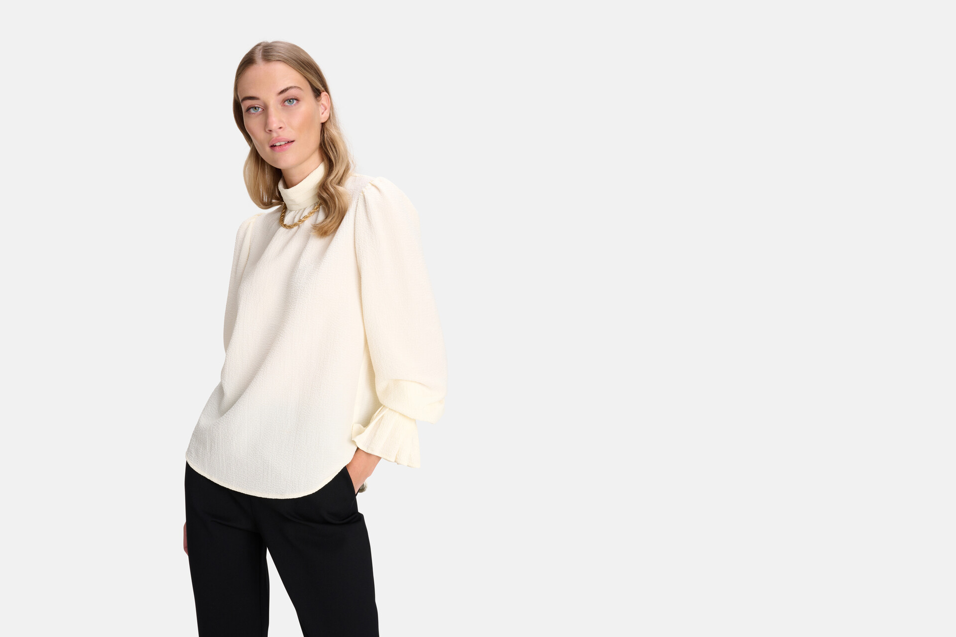 Volumineuze Mouwen Blouse Gebroken Wit By Fred SHOEBY WOMEN