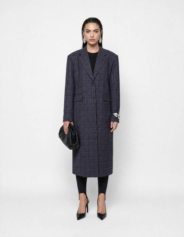 Midi Check Blazer Donkergrijs SHOEBY WOMEN
