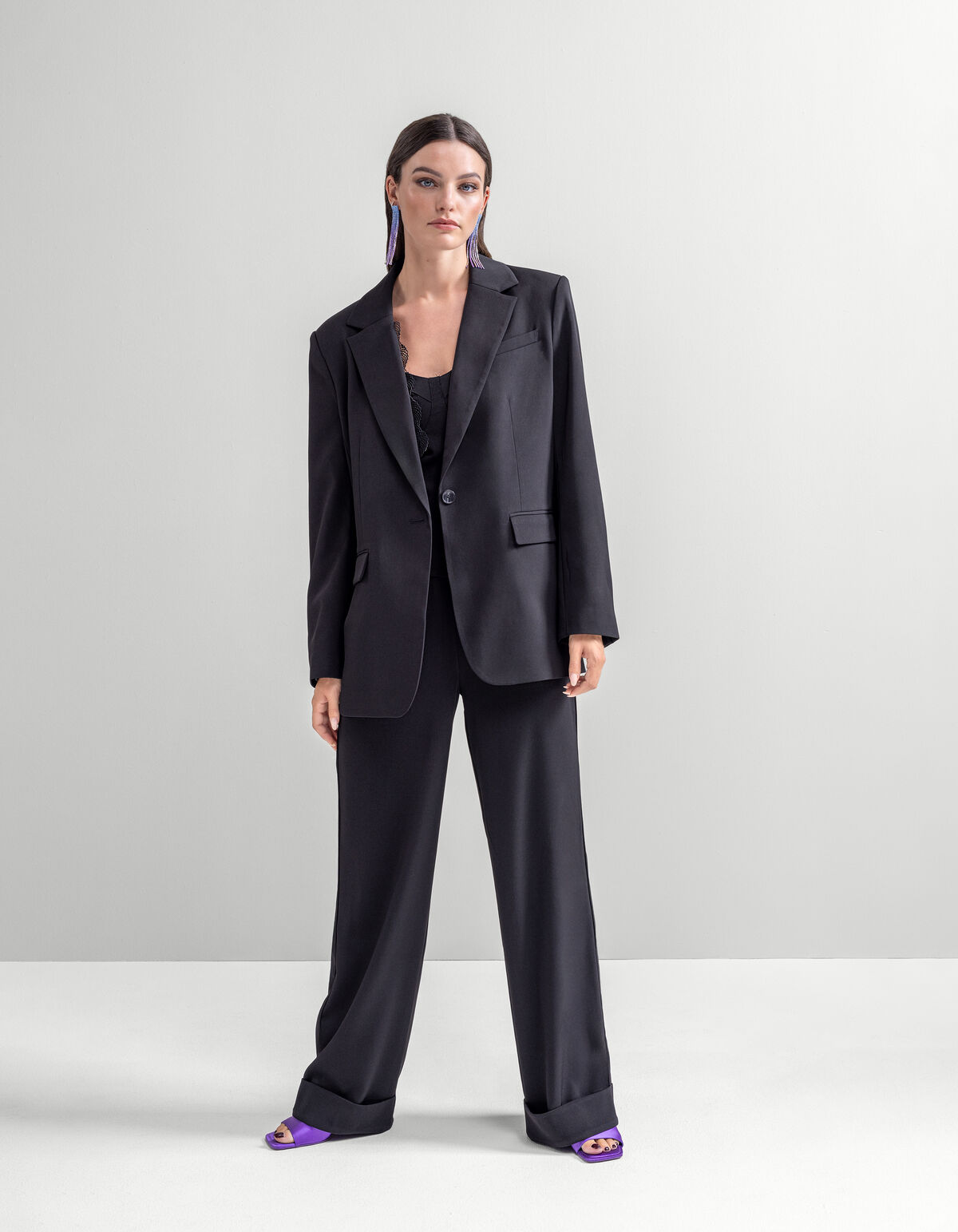 Omslag Wide Leg Broek Zwart SHOEBY WOMEN