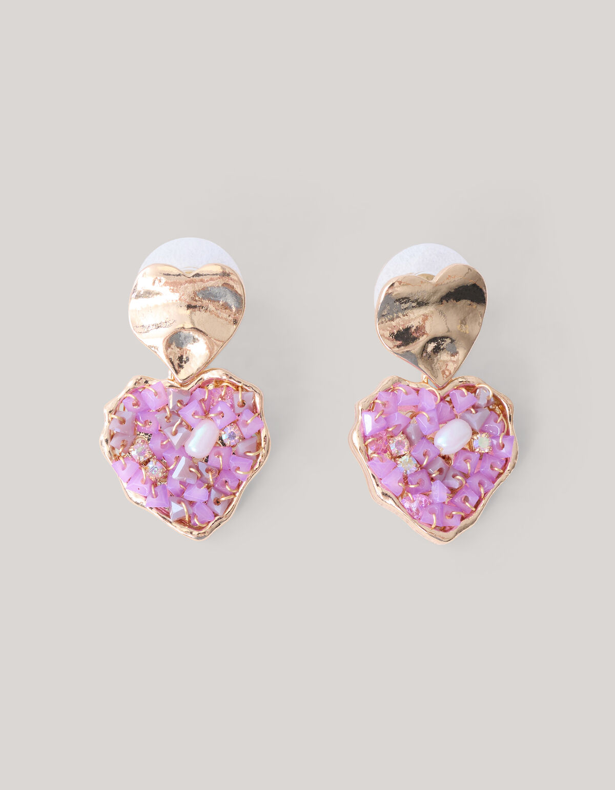 Beaded Heart Oorbellen Roze SHOEBY ACCESSOIRES