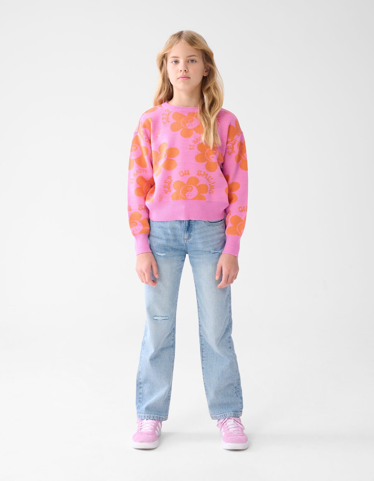 Destroyed Straight Fit Jeans Lichtblauw SHOEBY GIRLS