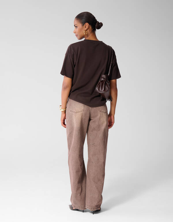 Oversized Fit T-shirt Donkerbruin SHOEBY WOMEN