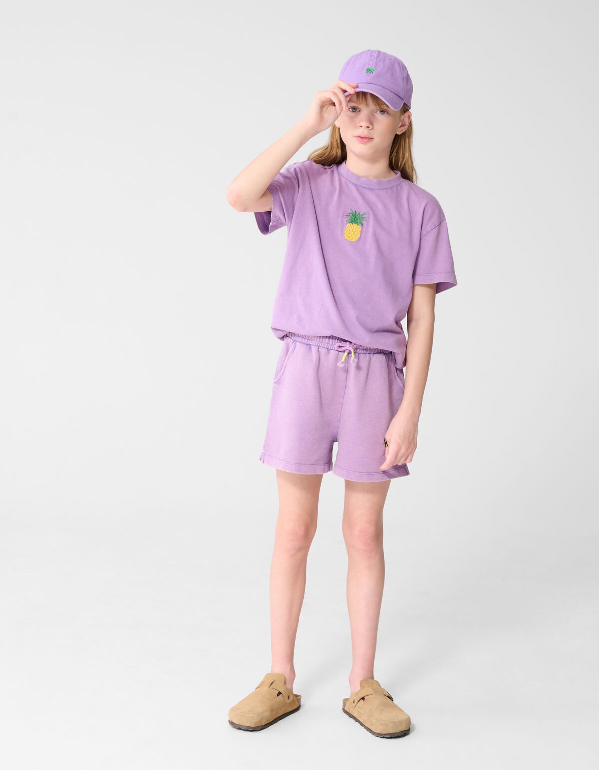 Washed Pineapple Artwork T-shirt Paars SHOEBY GIRLS