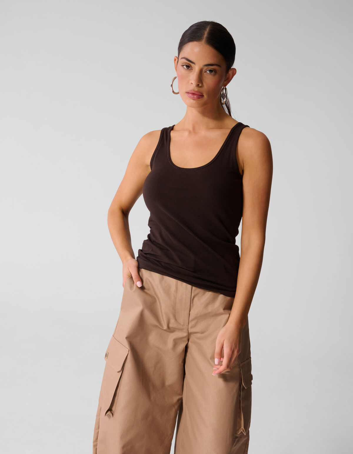 Basis Tanktop Donkerbruin SHOEBY WOMEN
