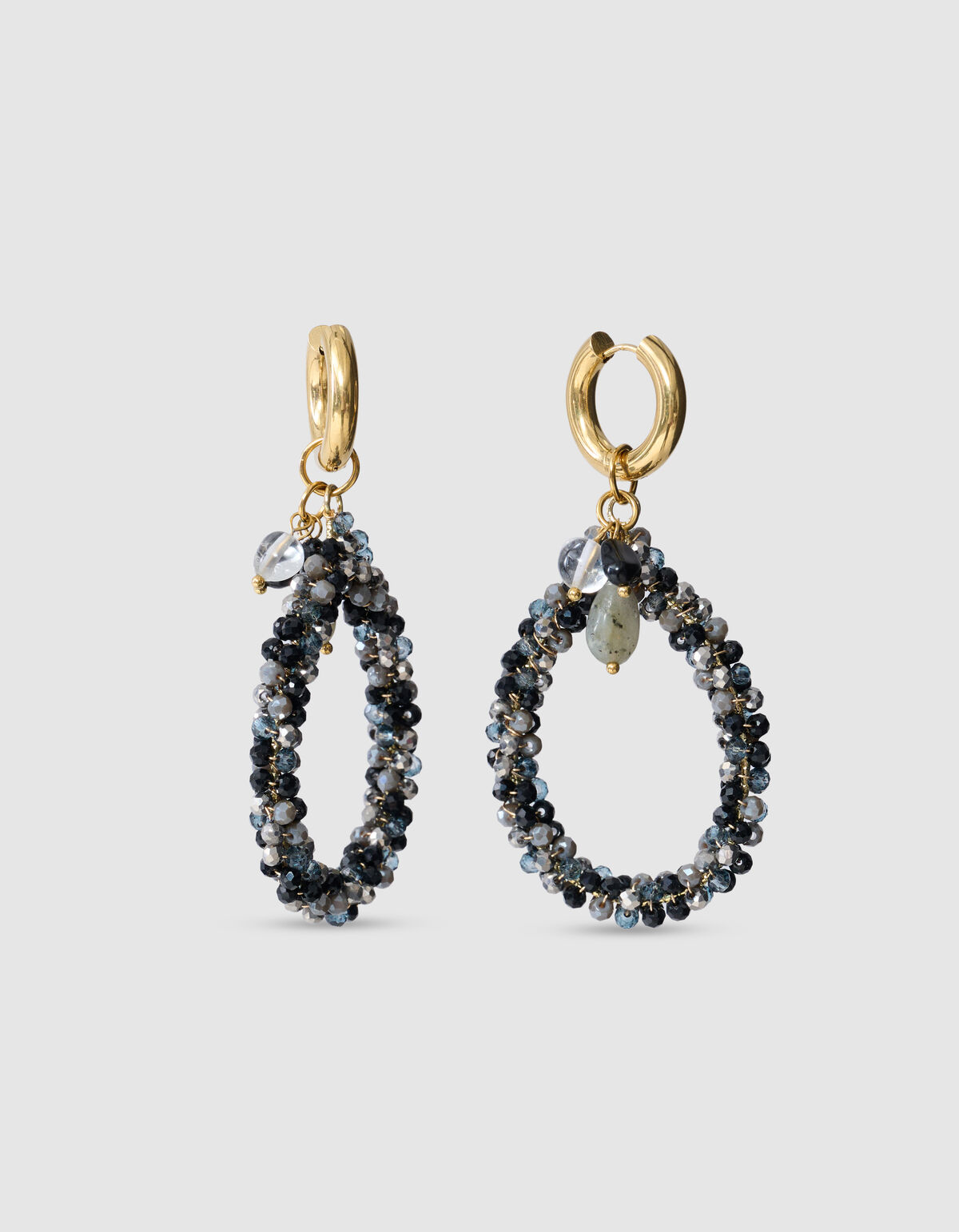 Beaded Hoop Oorbellen Zwart SHOEBY ACCESSOIRES