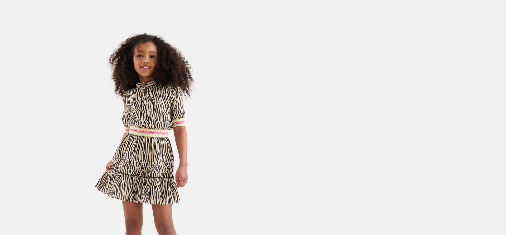 Zebra Print Jurk Zwart/Gebroken Wit SHOEBY GIRLS