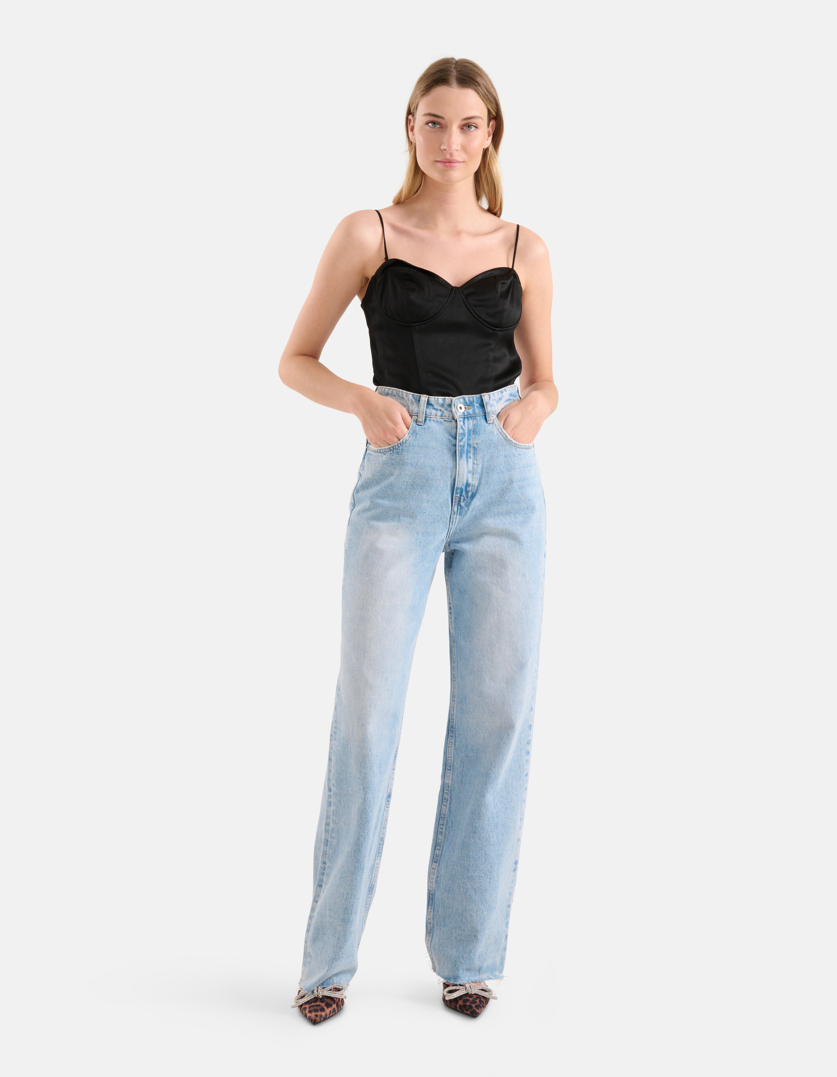 Satijnen Corset Top Zwart SHOEBY WOMEN