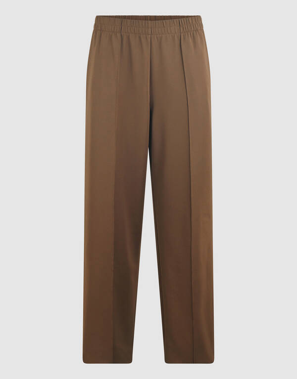 Basic Wide Leg Fit Broek Bruin SHOEBY WOMEN