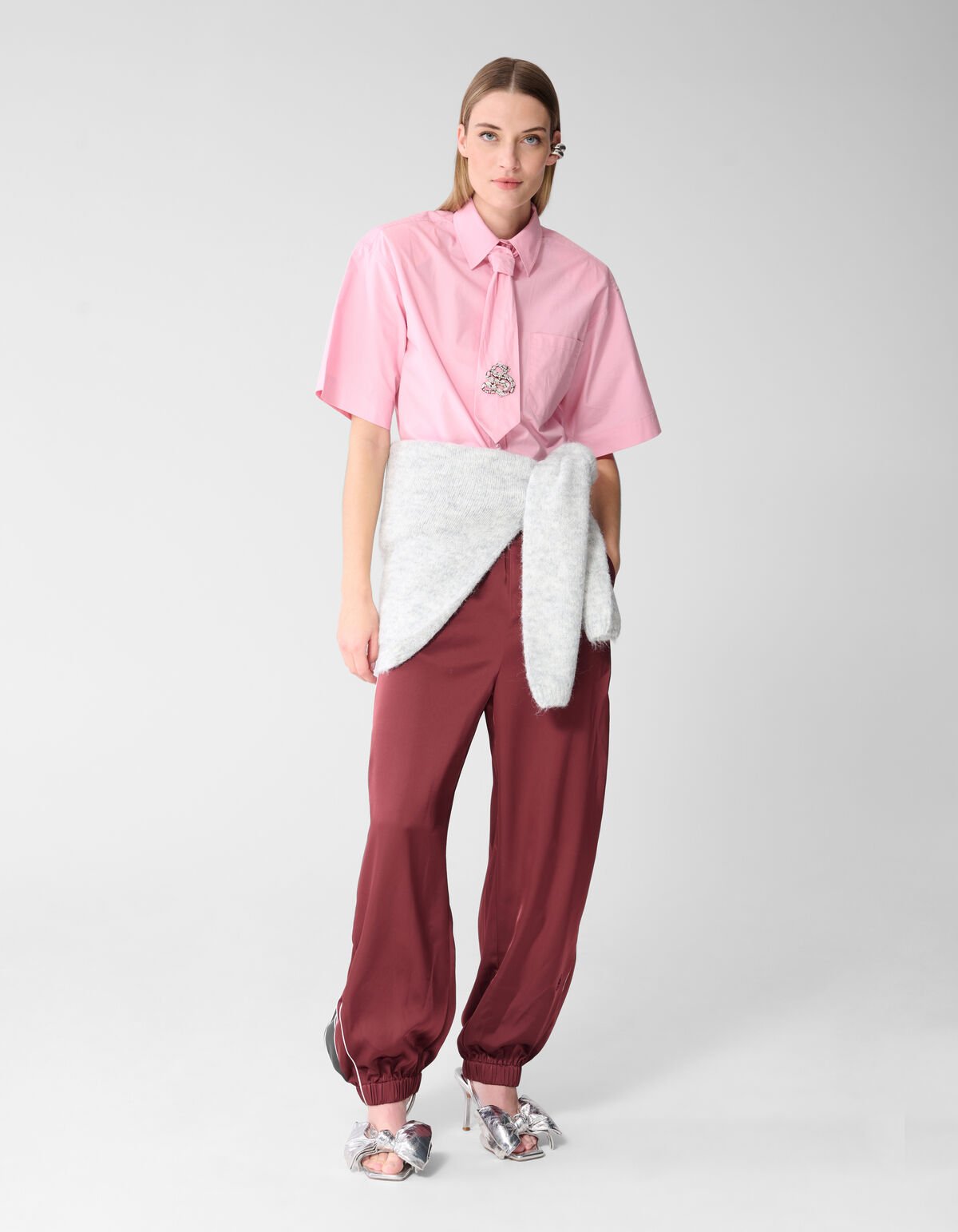 Oversized Stropdas Blouse Roze SHOEBY WOMEN