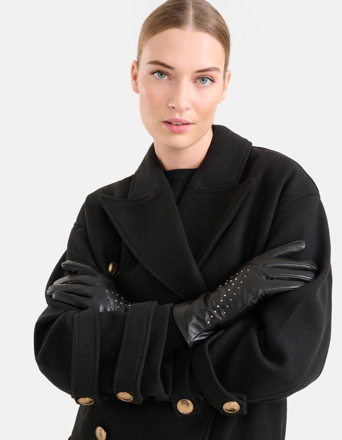 Leren Studs Handschoenen Zwart SHOEBY ACCESSOIRES