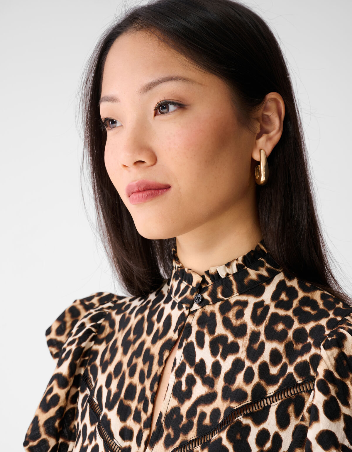Leopard Ruffle Top Bruin SHOEBY WOMEN
