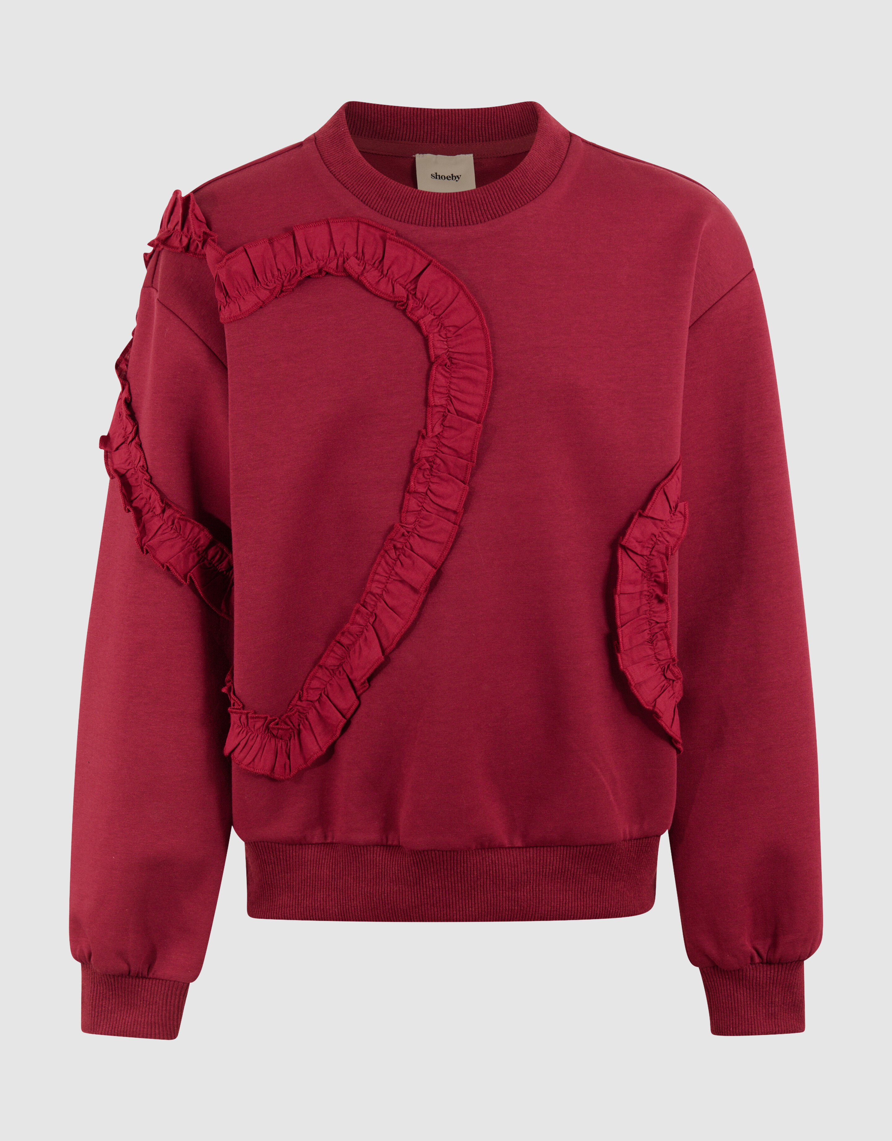 Ruffle Heart Sweater Donkerrood SHOEBY GIRLS