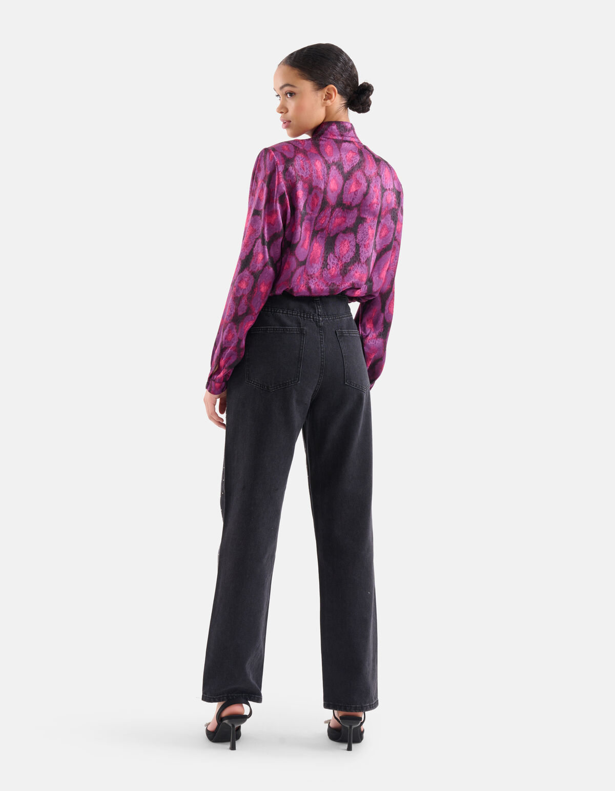 Satijnen Schoudervulling Blouse Paars EKSEPT