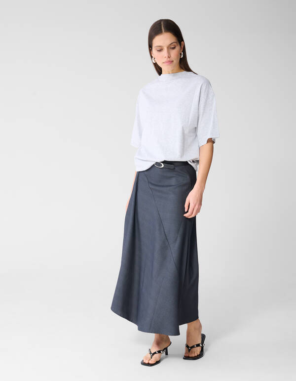 Ruiten Maxi Rok Donkergrijs SHOEBY WOMEN