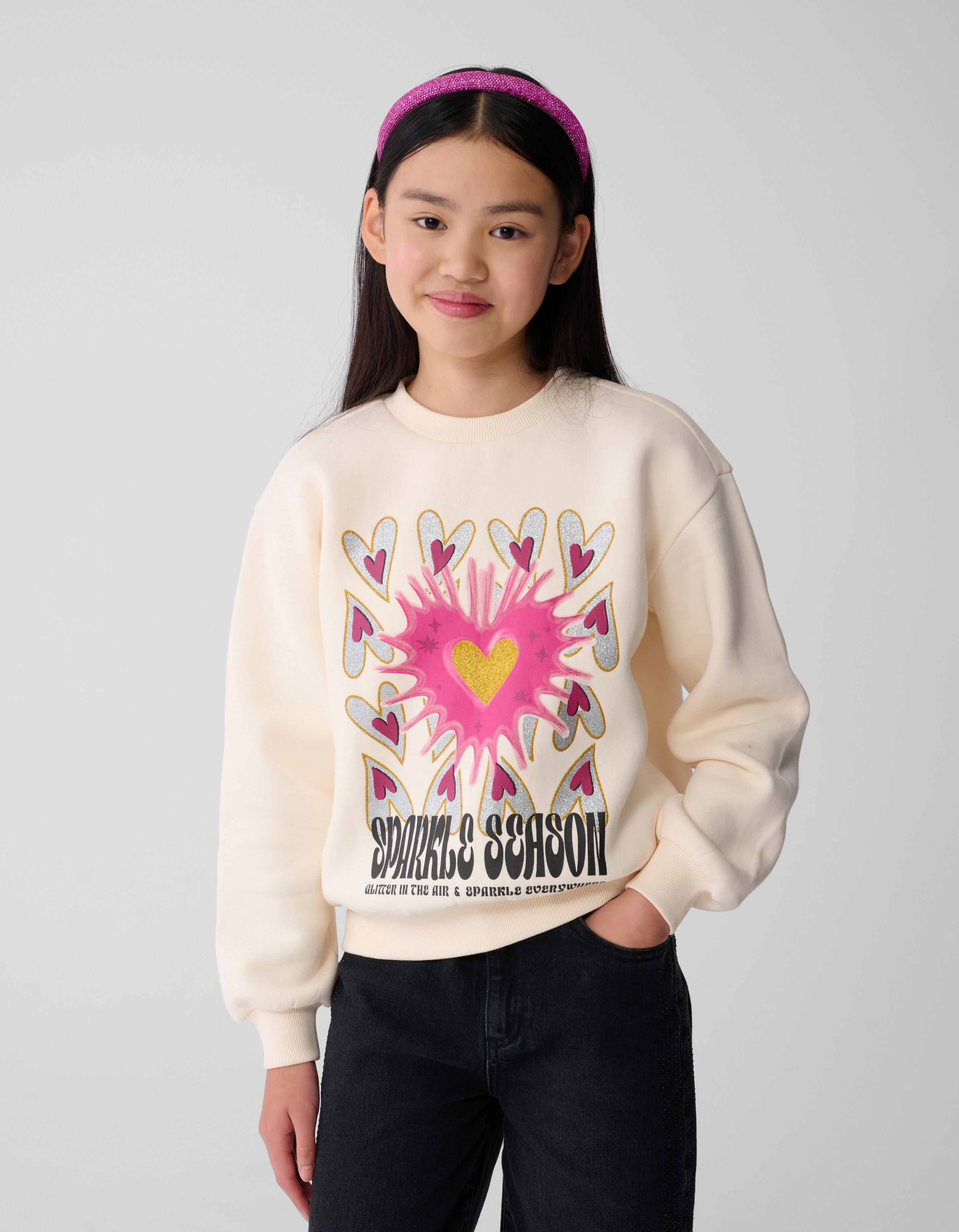 Sparkle Artwork Sweater Gebroken Wit SHOEBY GIRLS