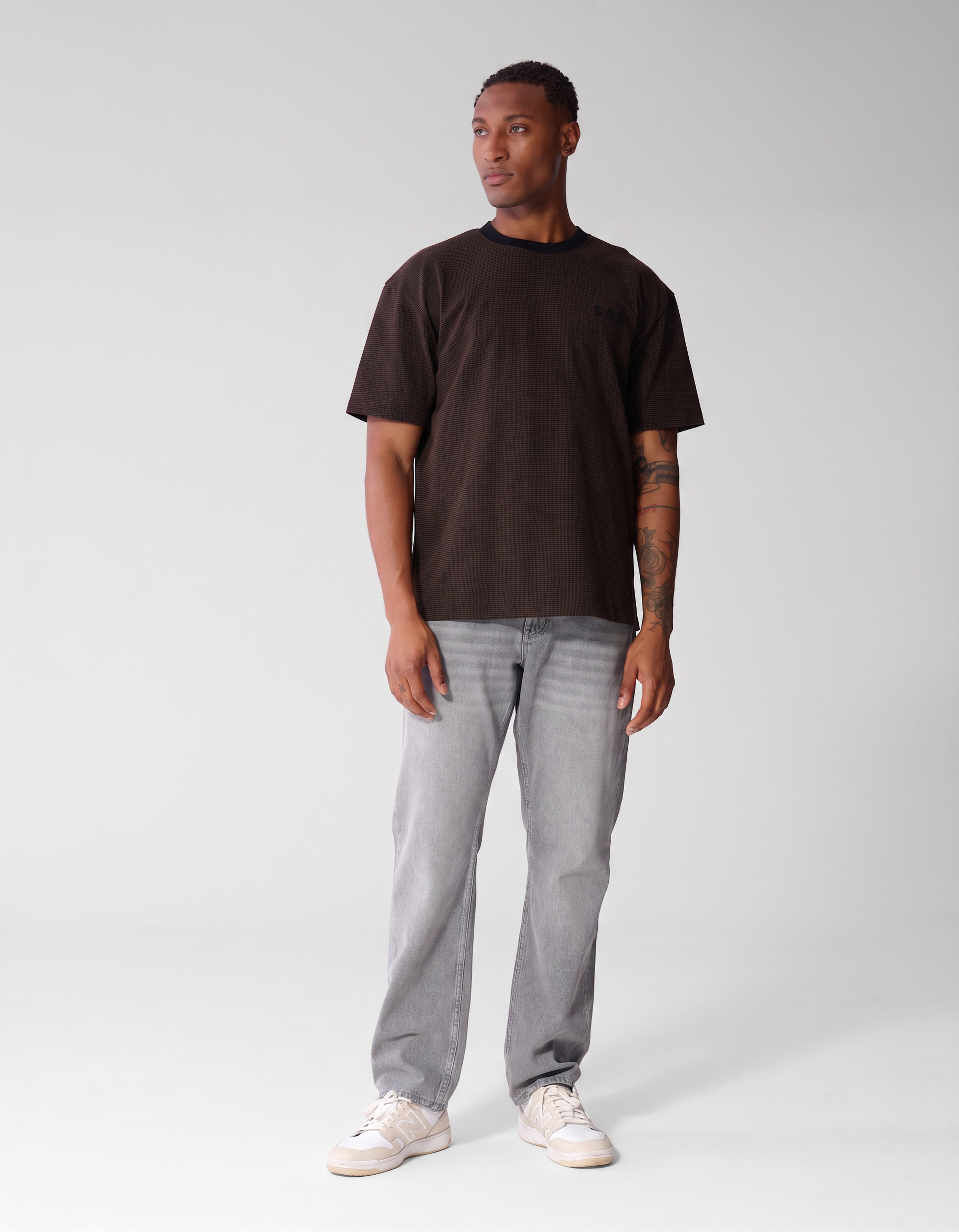 Honeycomb T-shirt Donkerbruin SHOEBY MEN