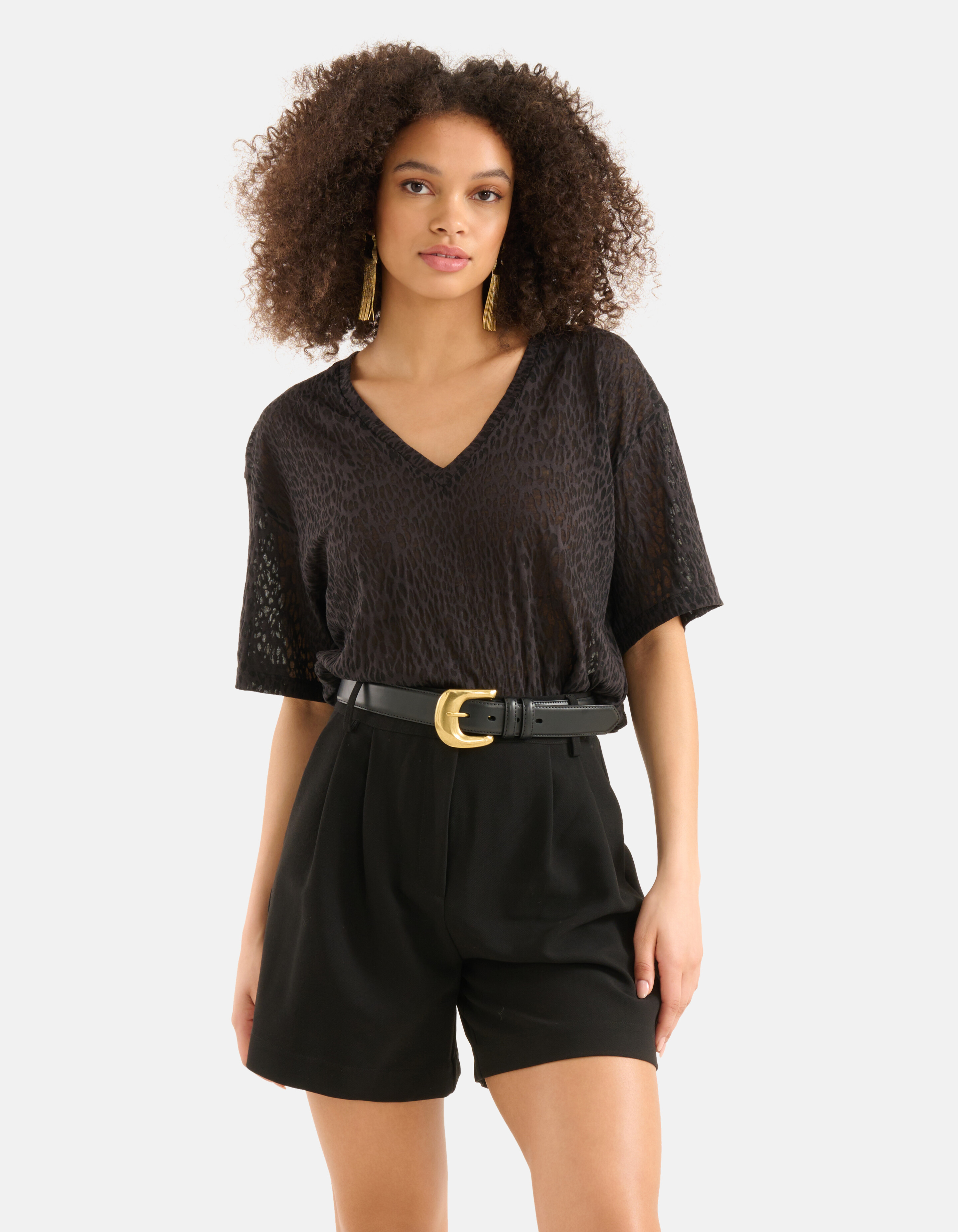 Leopard Burn Out T-shirt Zwart SHOEBY WOMEN