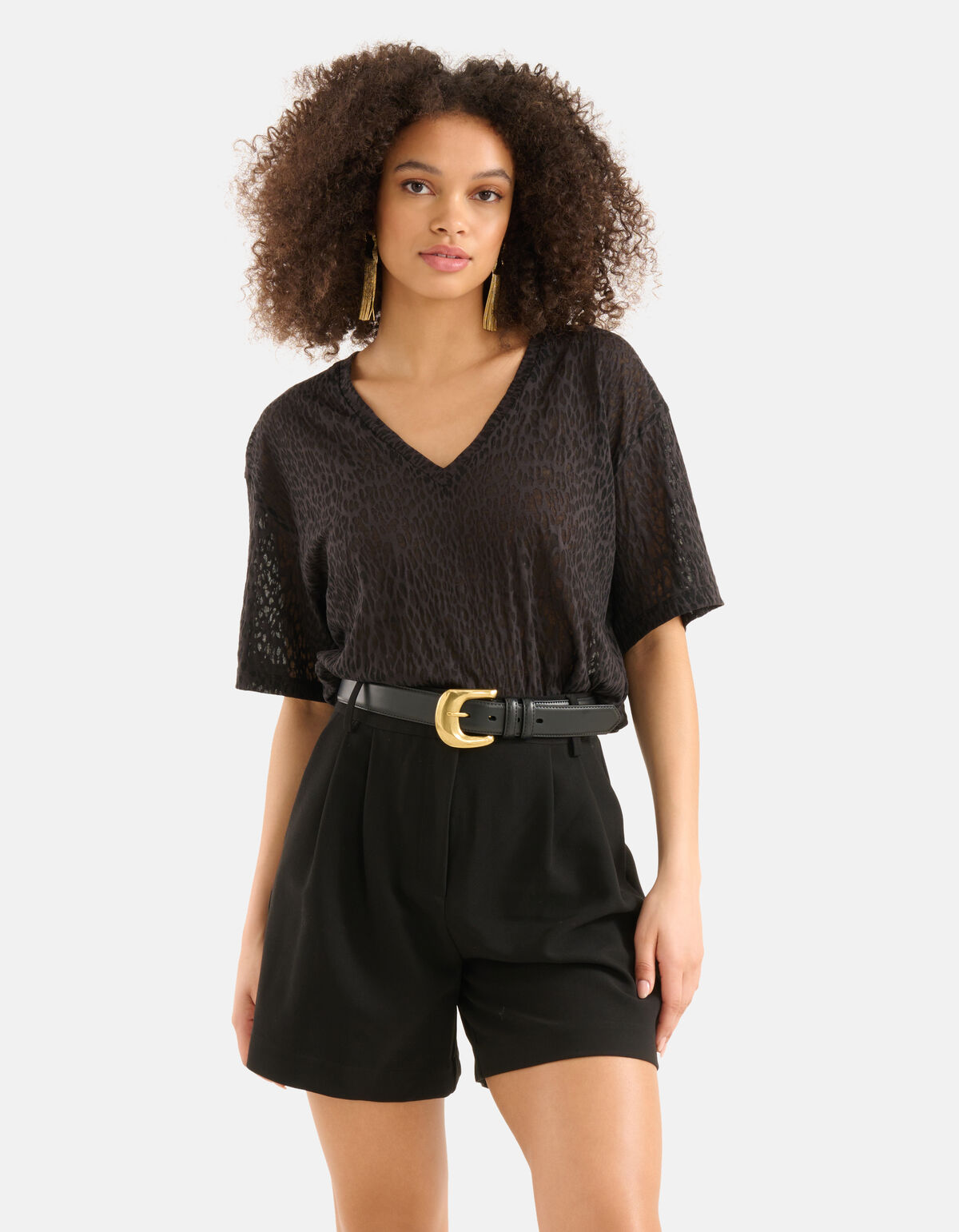Leopard Burn Out T-shirt Zwart SHOEBY WOMEN