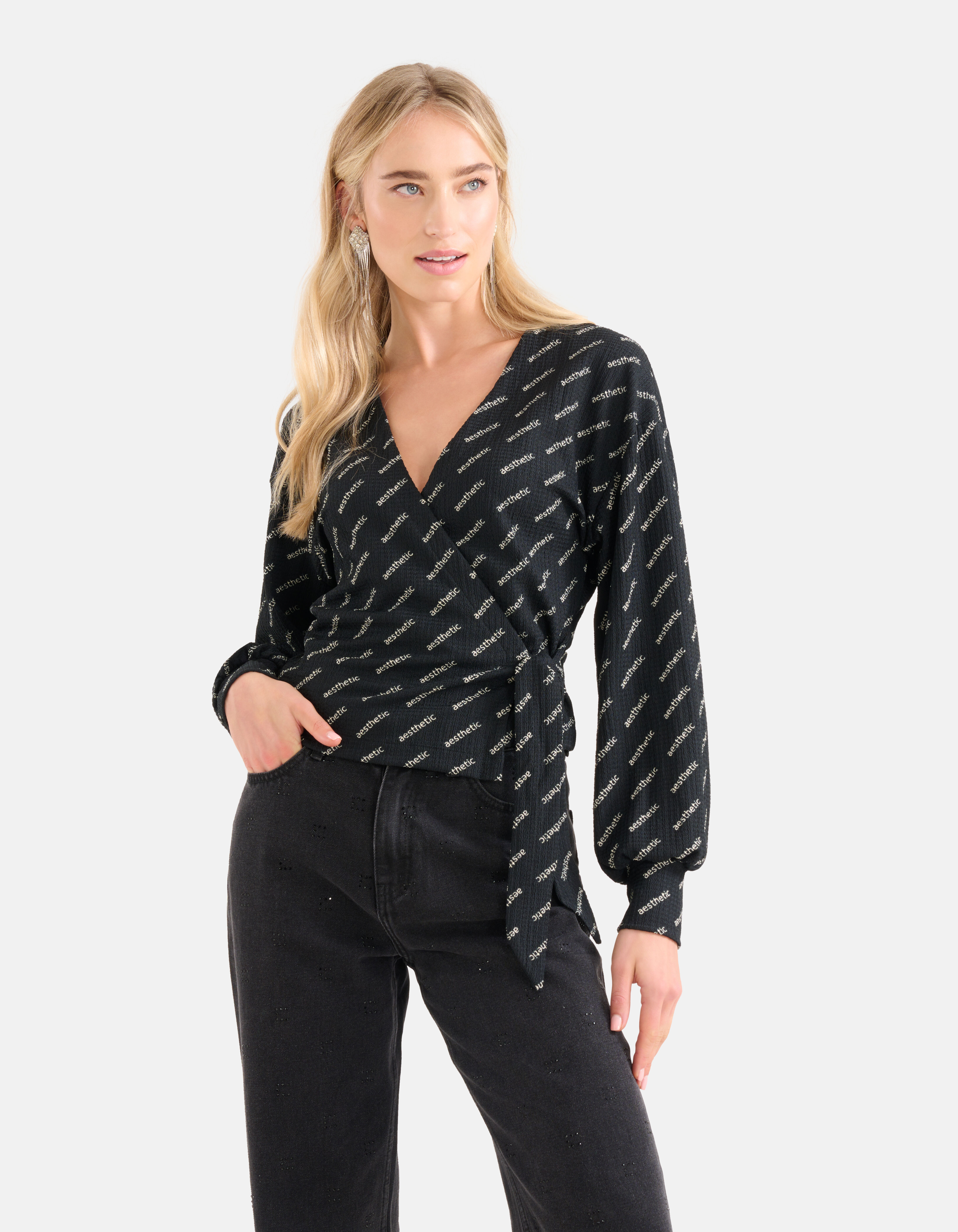 Wrap shop top zwart