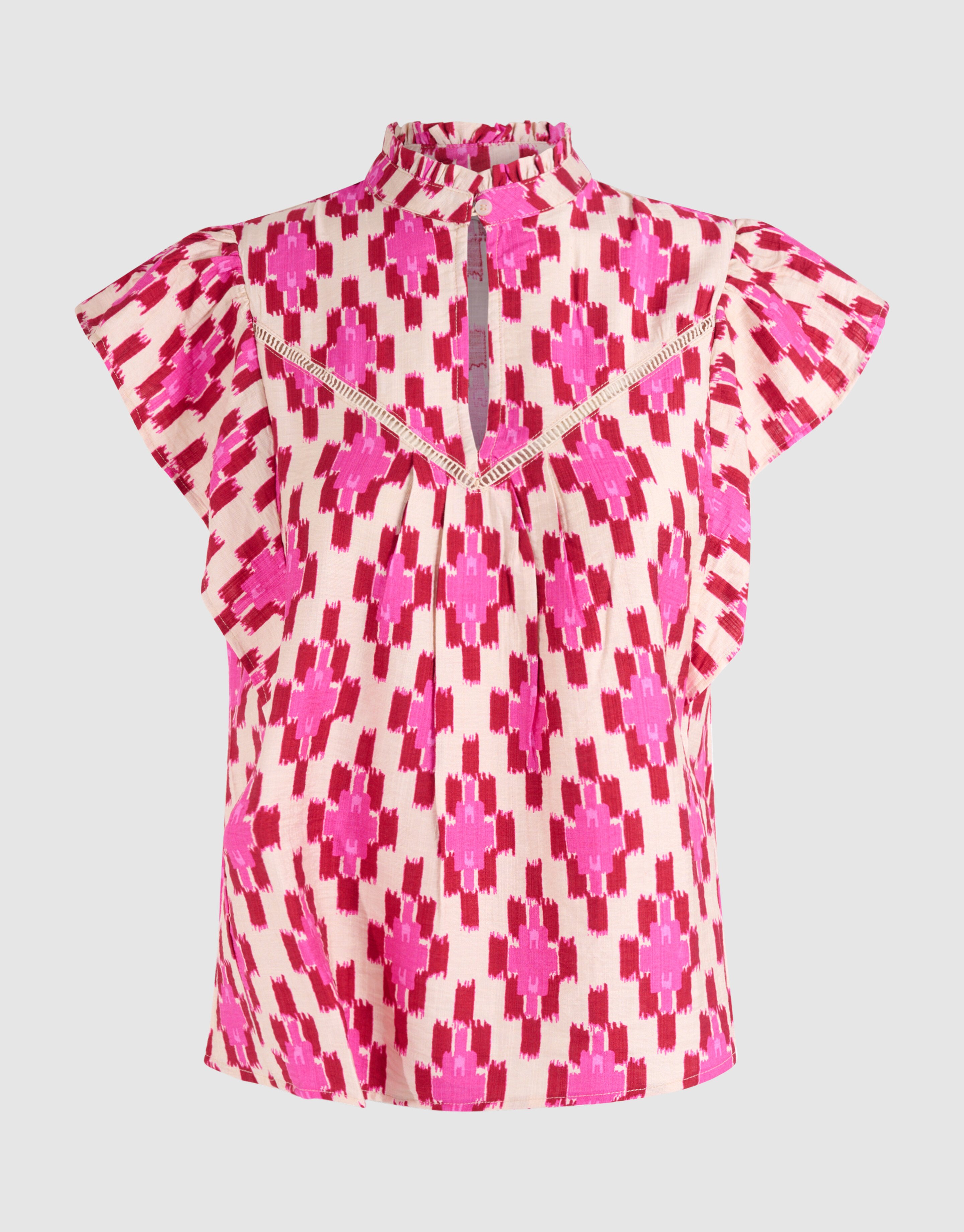 Printed Ruffle Top Roze SHOEBY WOMEN