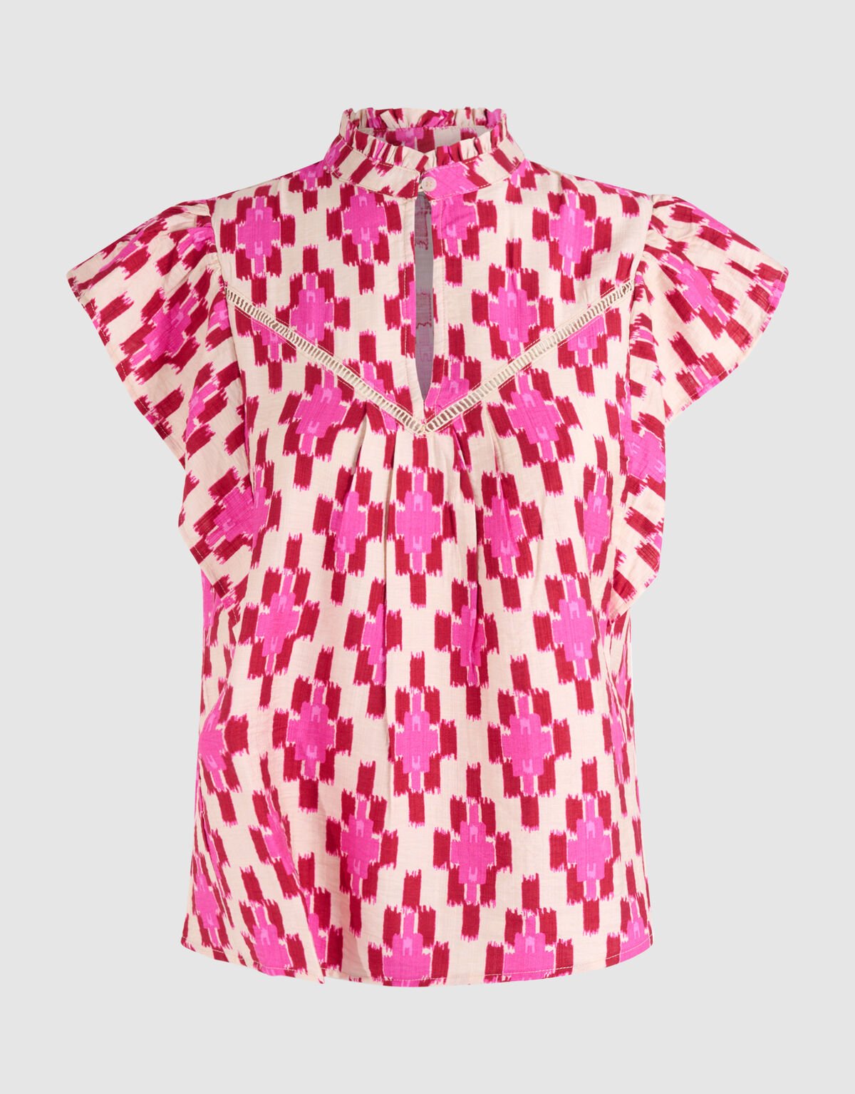 Printed Ruffle Top Roze SHOEBY WOMEN