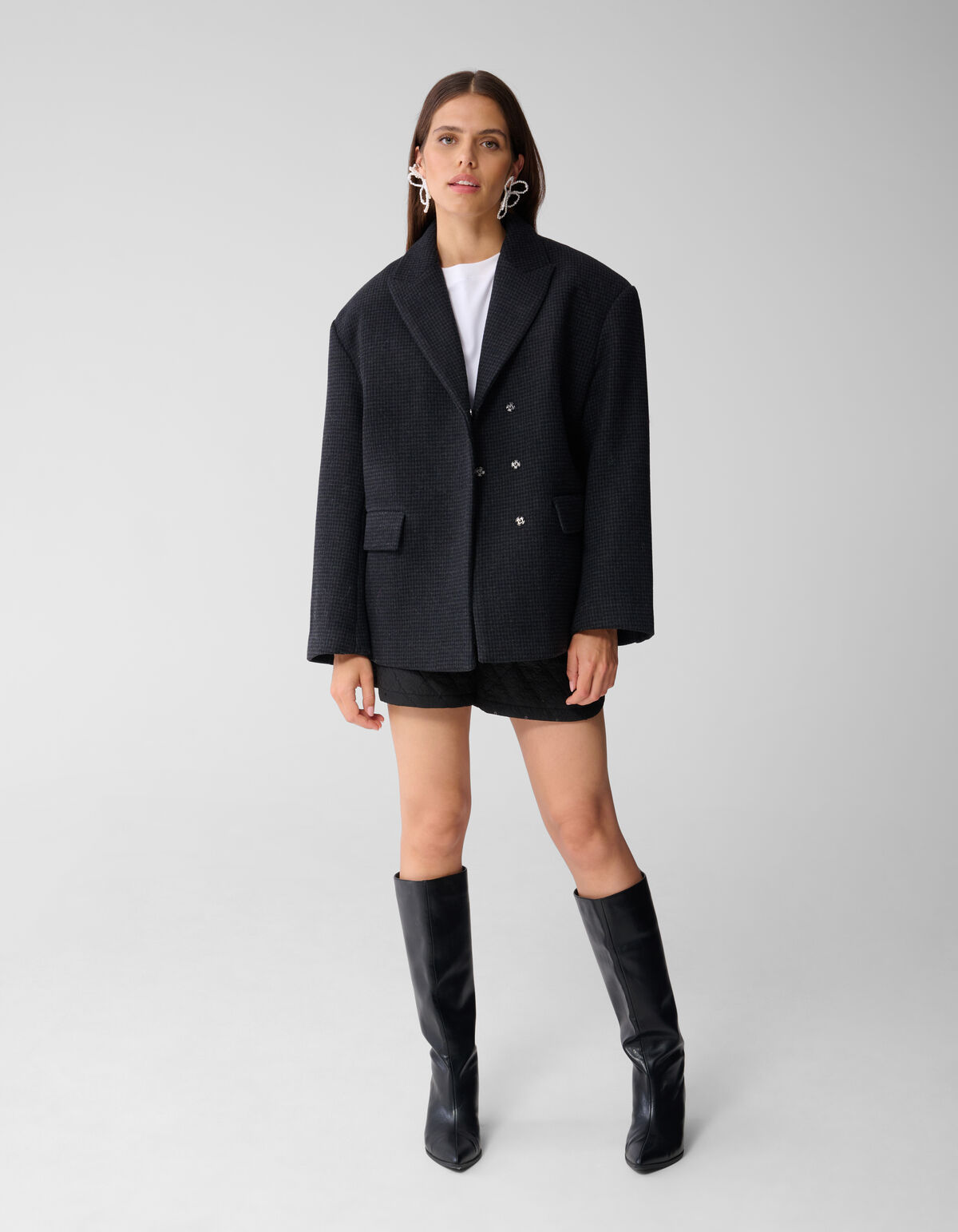 Wollen Cropped Jas Donkergrijs SHOEBY WOMEN