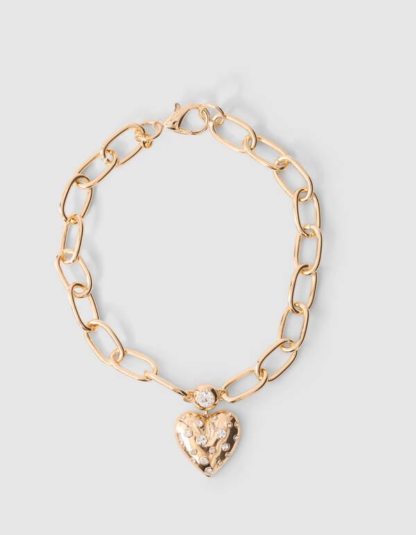 Bulky Strass Heart Ketting Goud SHOEBY ACCESSOIRES