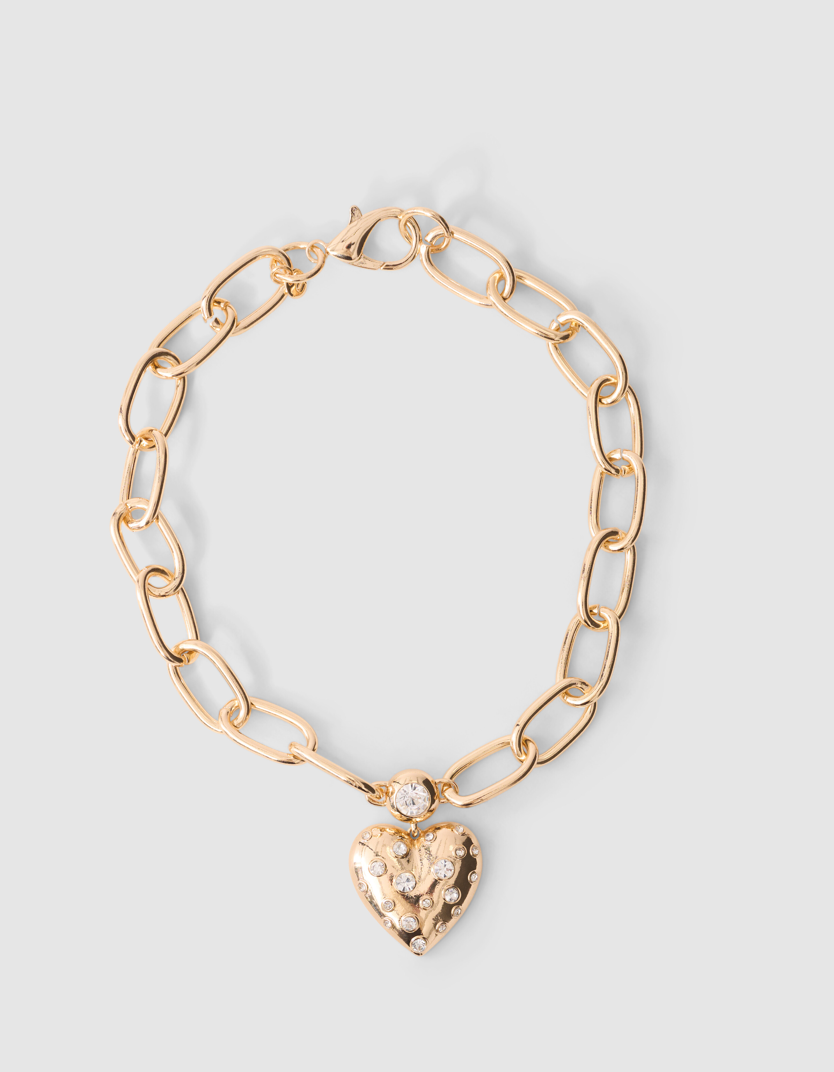 Bulky Strass Heart Ketting Goud SHOEBY ACCESSOIRES