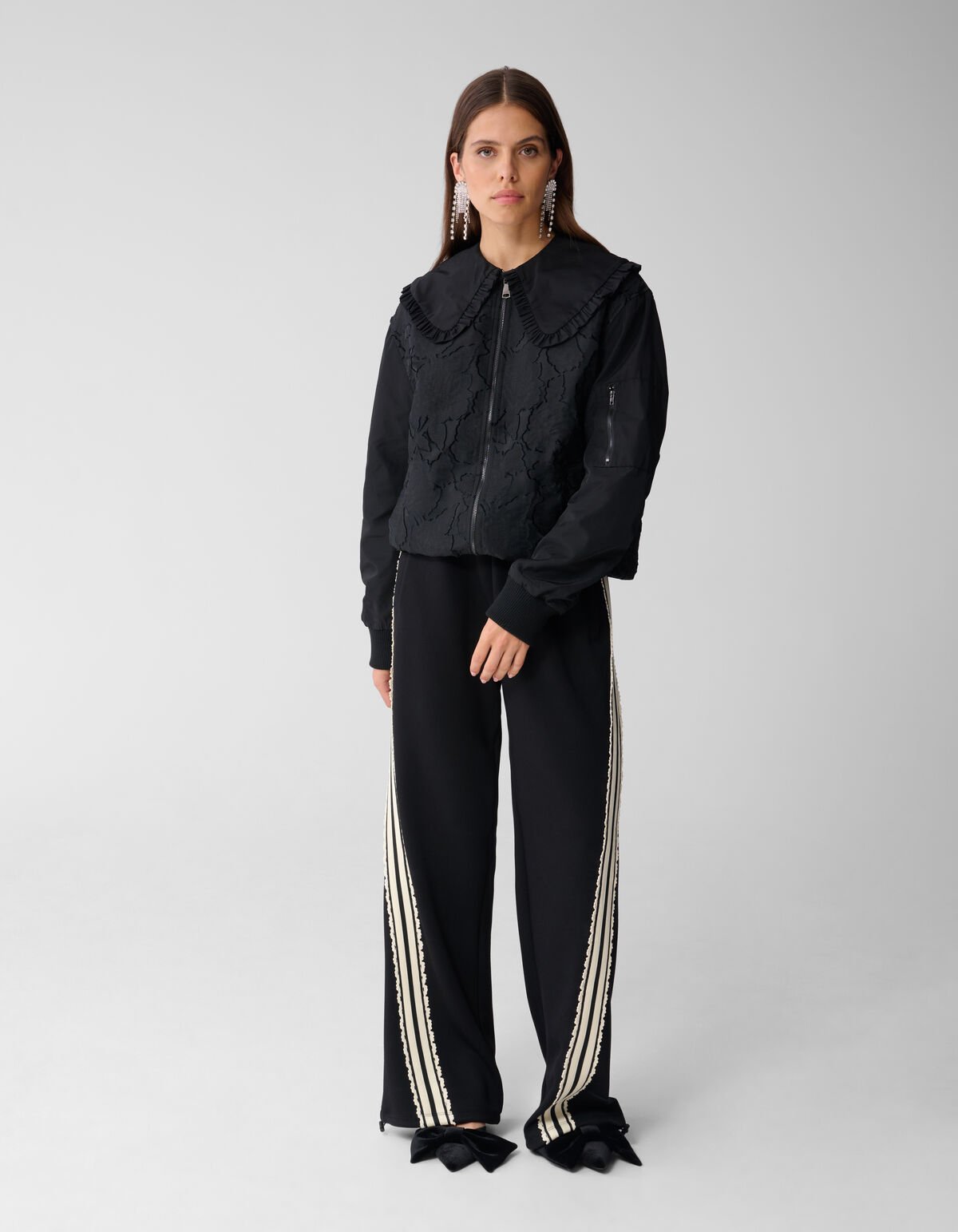Sporty Lace Wide Leg Broek Zwart SHOEBY WOMEN