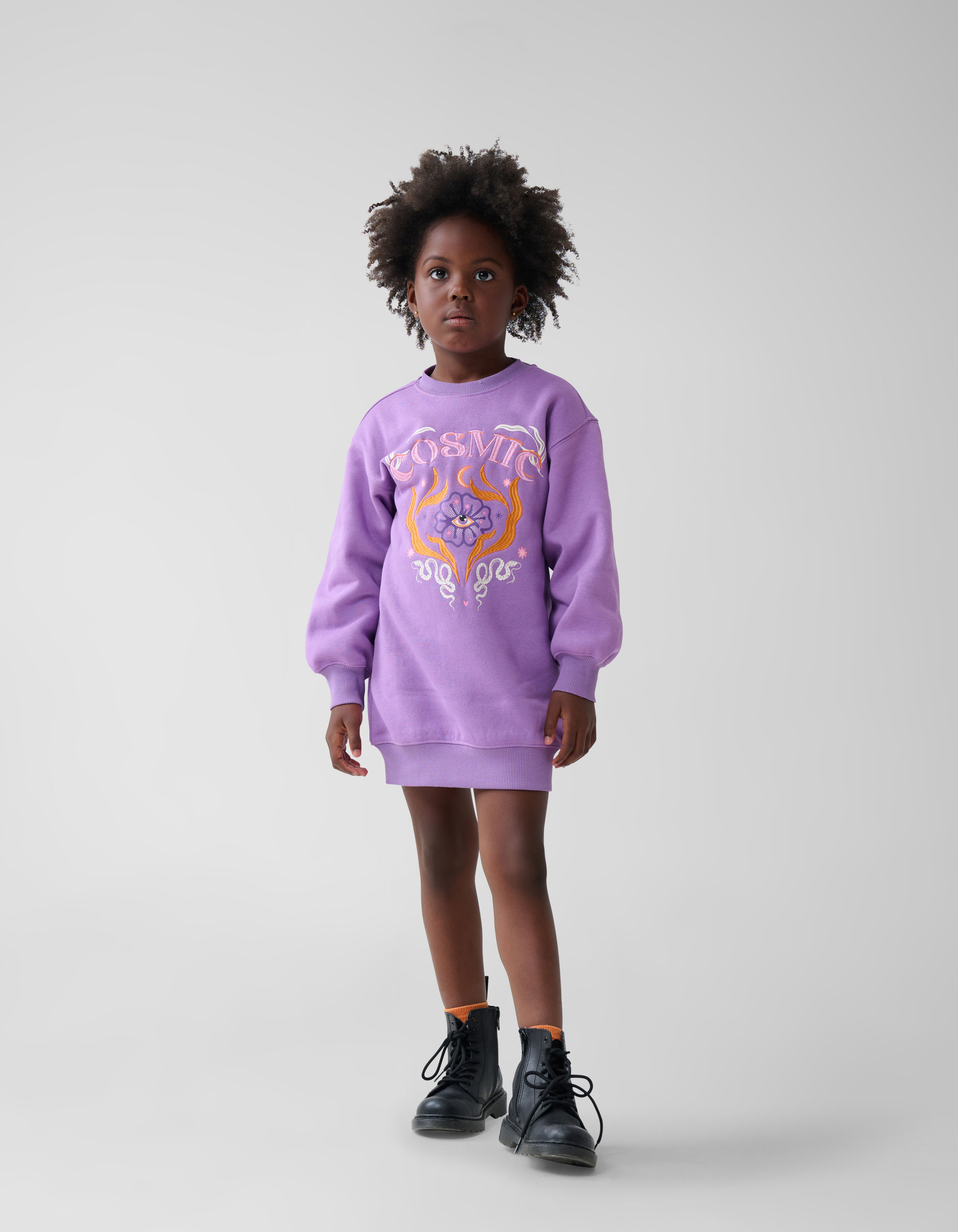 Cosmic Sweater Jurk Paars Shoeby