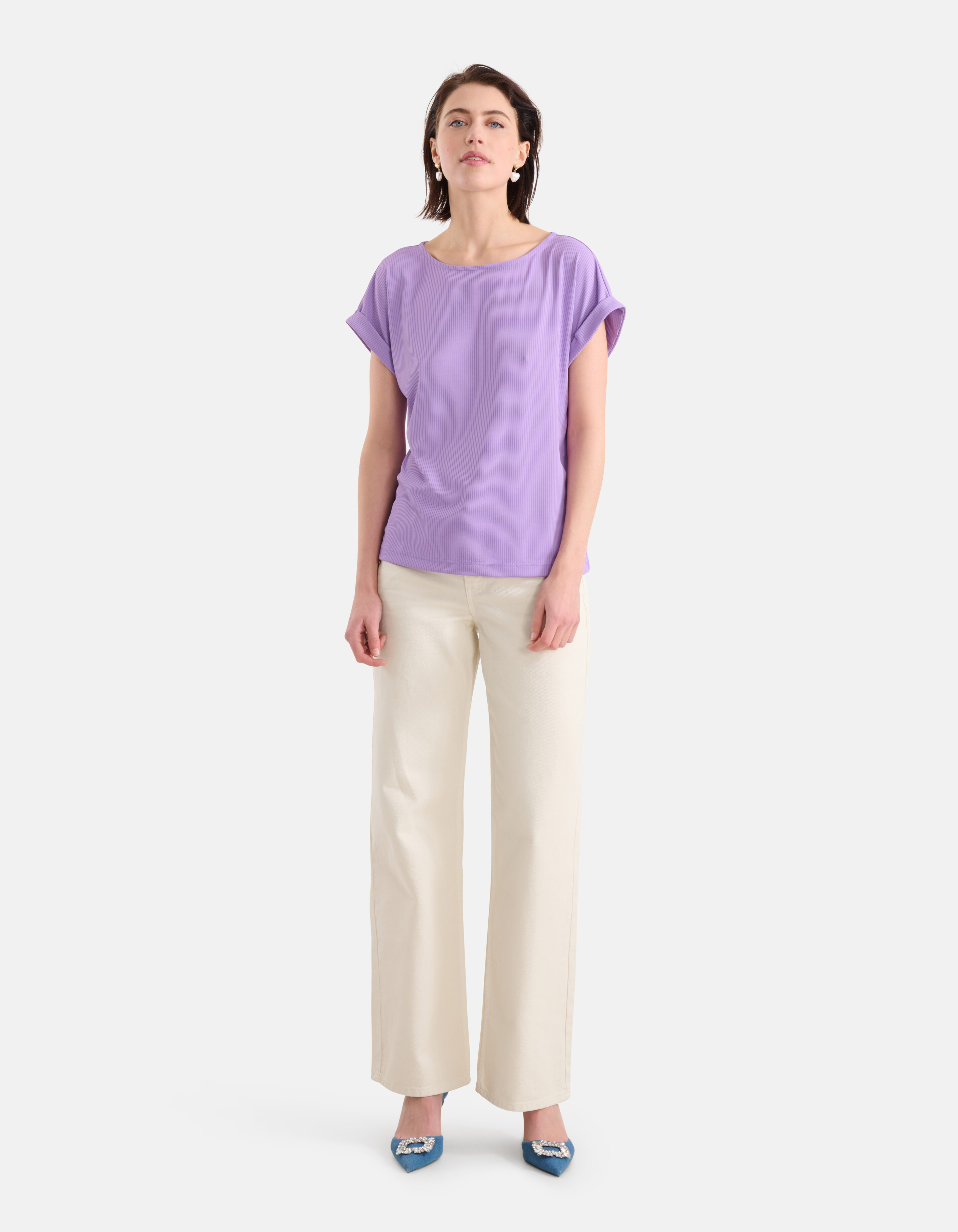 Rib Jersey Top Paars SHOEBY WOMEN