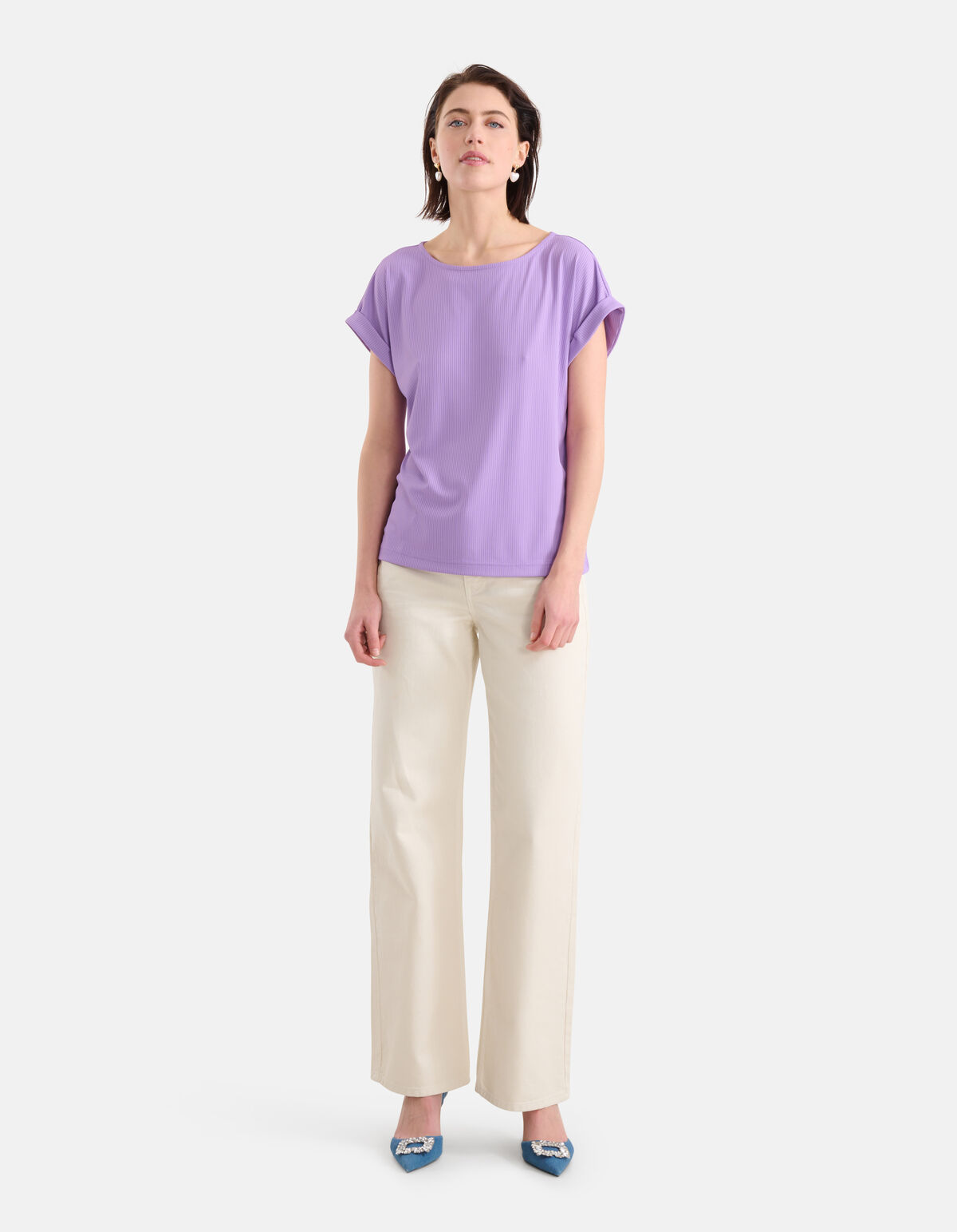 Rib Jersey Top Paars SHOEBY WOMEN