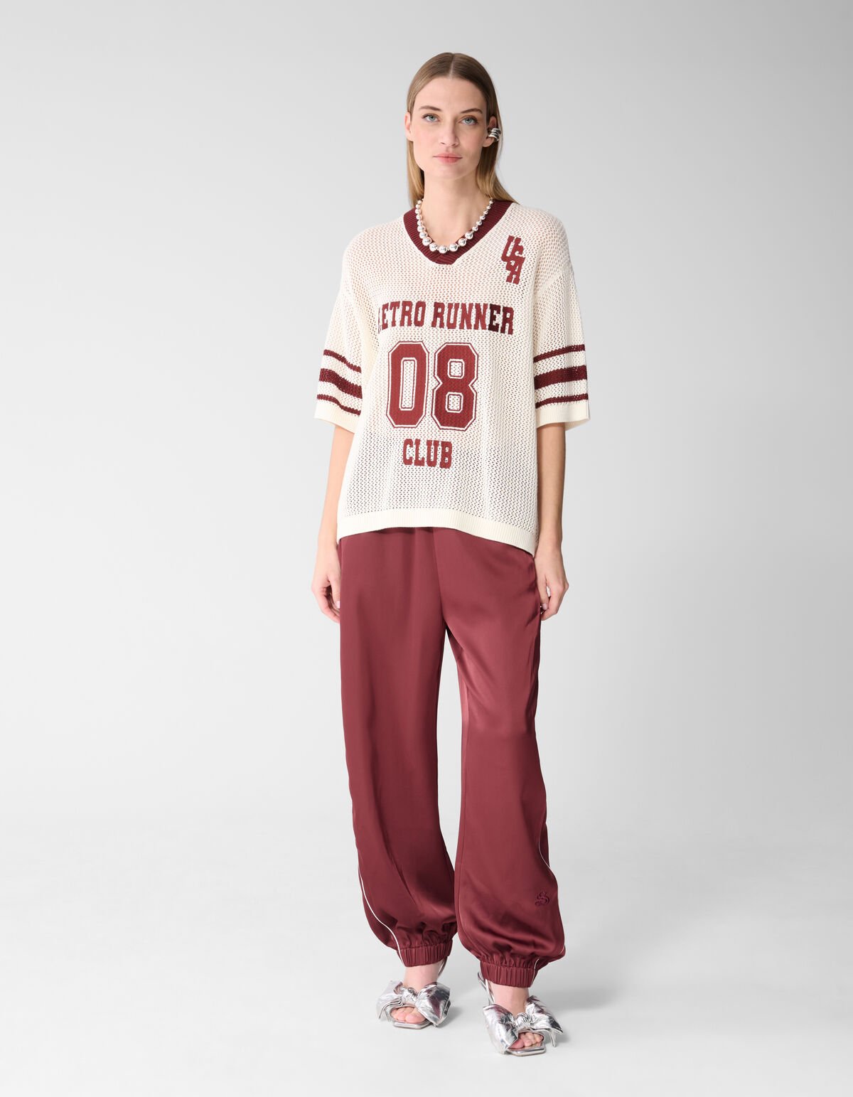 Oversized Baseball T-shirt Gebroken Wit SHOEBY WOMEN