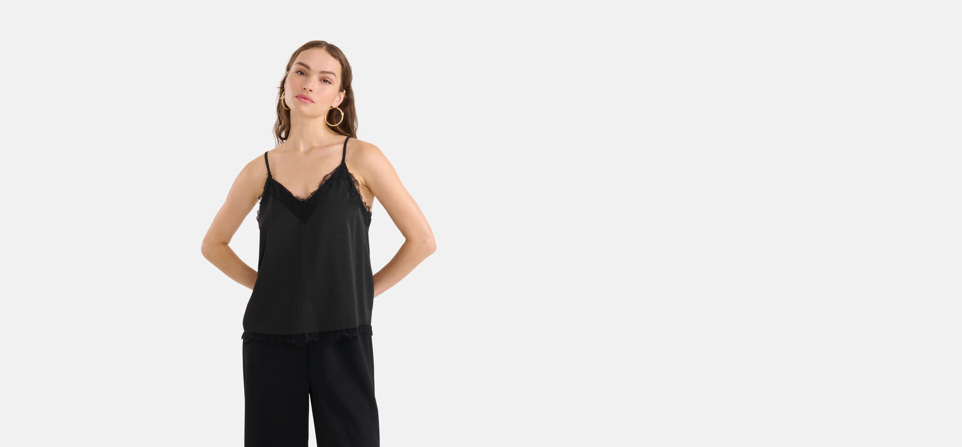 Satijnen Lace Top Zwart SHOEBY WOMEN